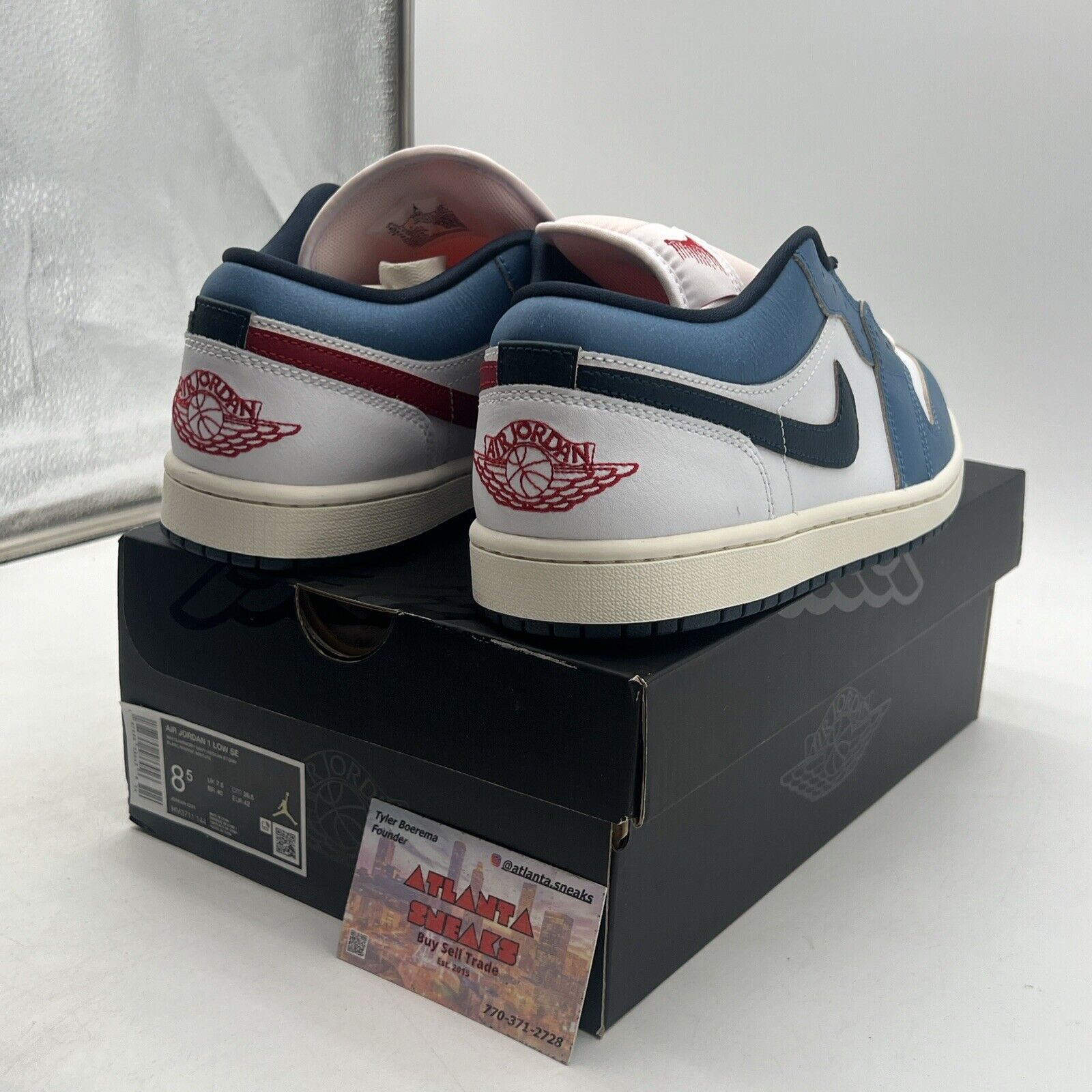 Size 8.5 - Nike Air Jordan 1 Low SE Shoes White Armory Navy (HM3711-144)