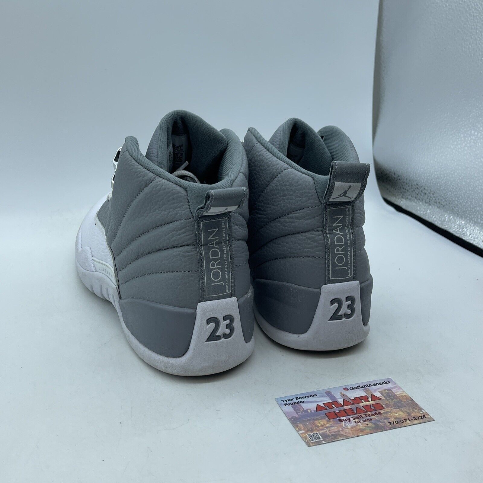 Size 9.5 - Jordan 12 Stealth Gray White Silver Leather Suede (CT8013-015)