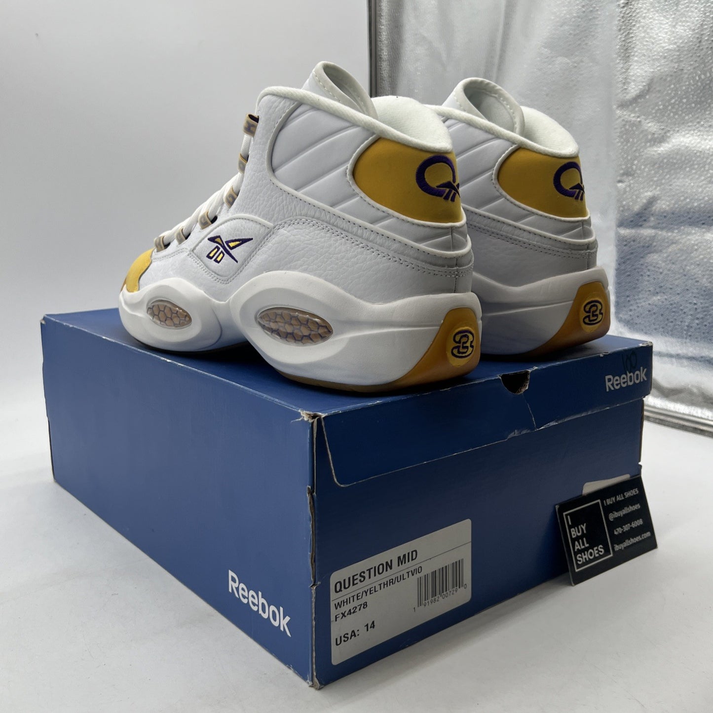 Size 14 - Reebok Question Mid Yellow Toe (FX4278)