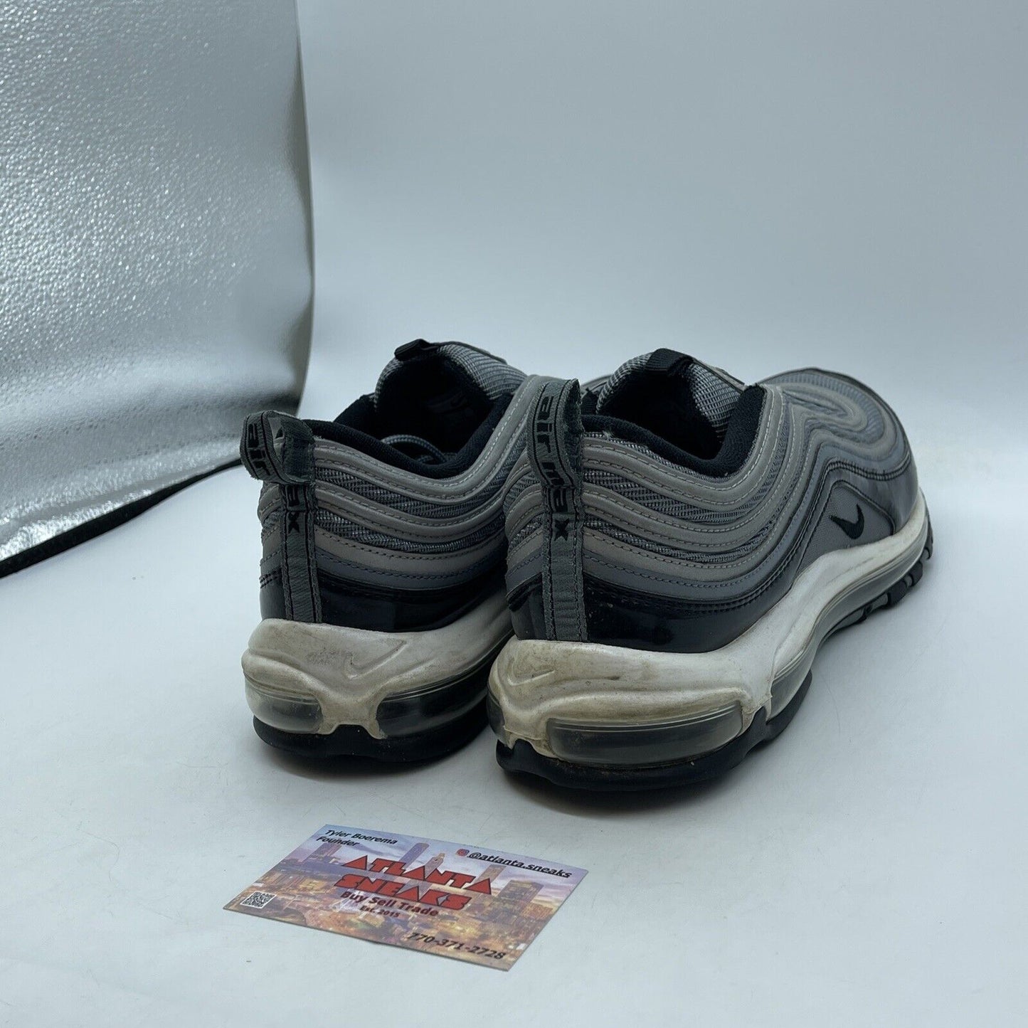 Size 12 - Nike Air Max 97 Patent Leather Grey Black White Suede (921826-010)