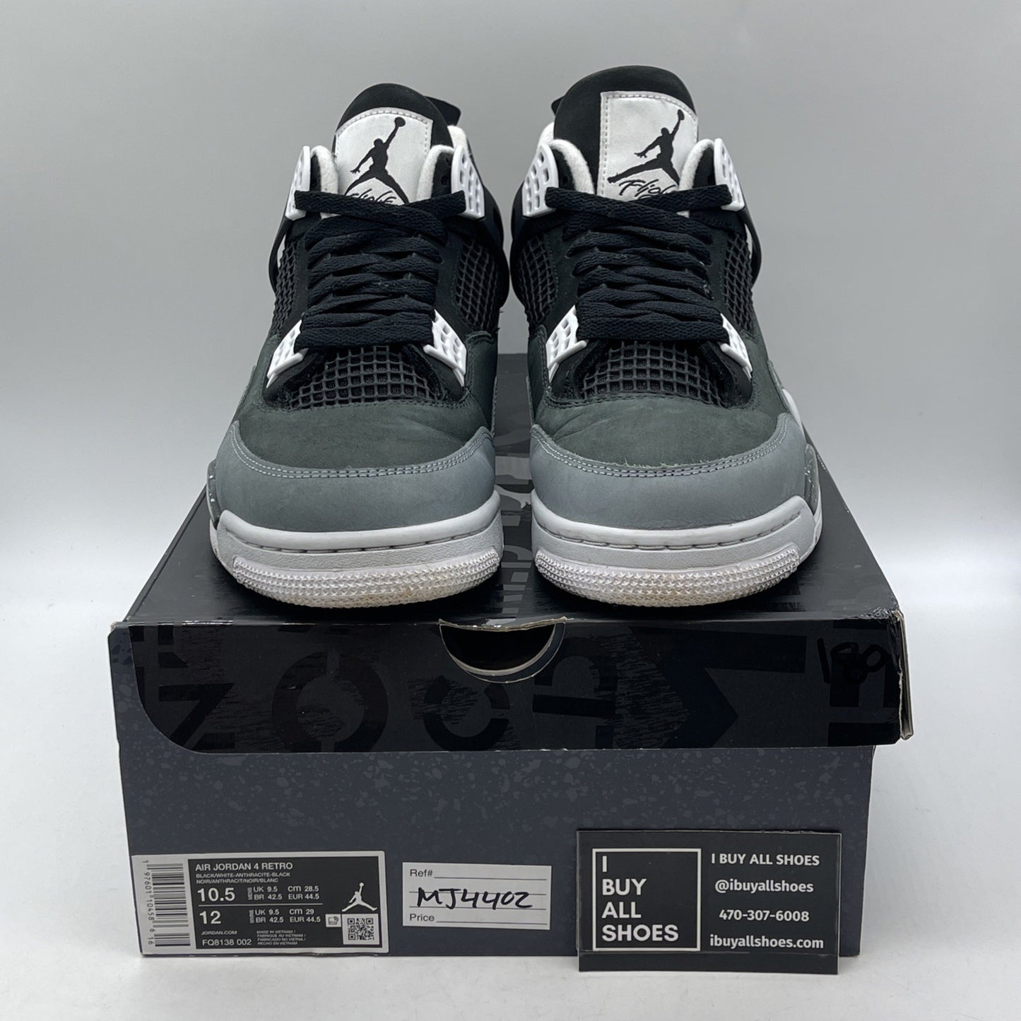 Size 10.5 - Air Jordan 4 Retro 2024 Fear Grey Black Suede (FQ8138-002)