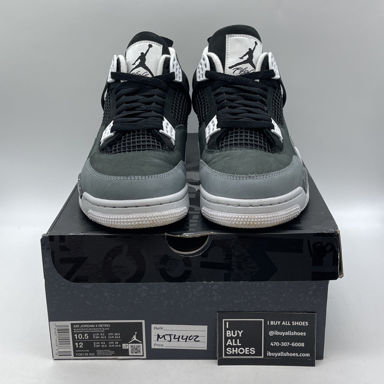Size 10.5 - Air Jordan 4 Retro 2024 Fear Grey Black Suede (FQ8138-002)