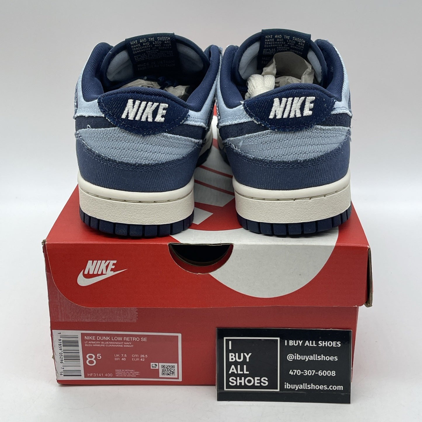 Size 8.5 - Nike Dunk SE Low Light Armory Blue Denim Suede (HF3141-400)