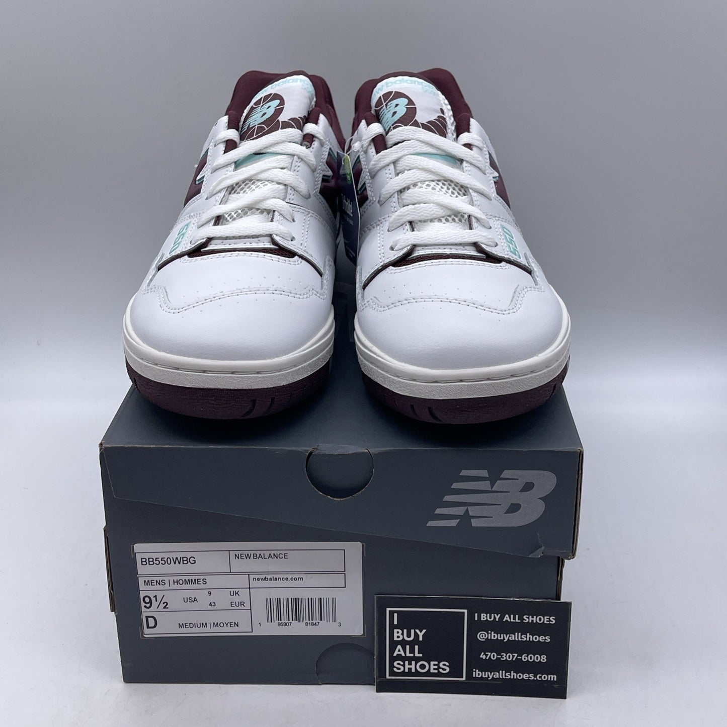 Size 9.5 - New Balance 550 Burgundy Turquoise Leather (BB550WBG)