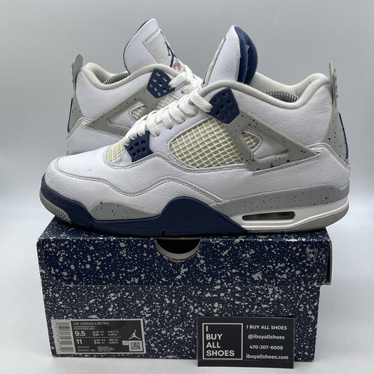 Size 9.5 - Jordan 4 Retro Mid Midnight Navy White Leather (DH6927-140)