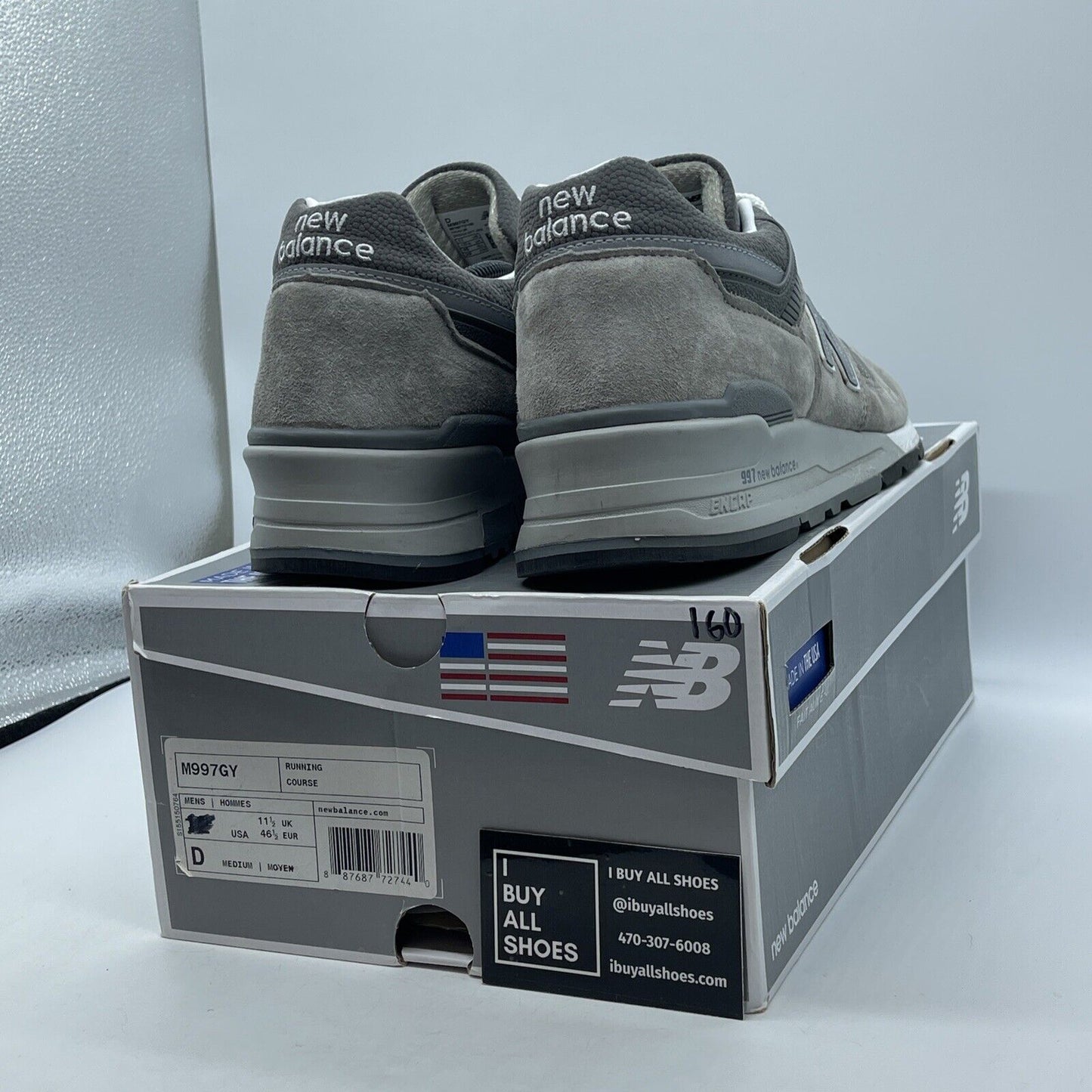 Size 11 - New Balance 997 Made In USA Grey White Suede Leather (M997GY)
