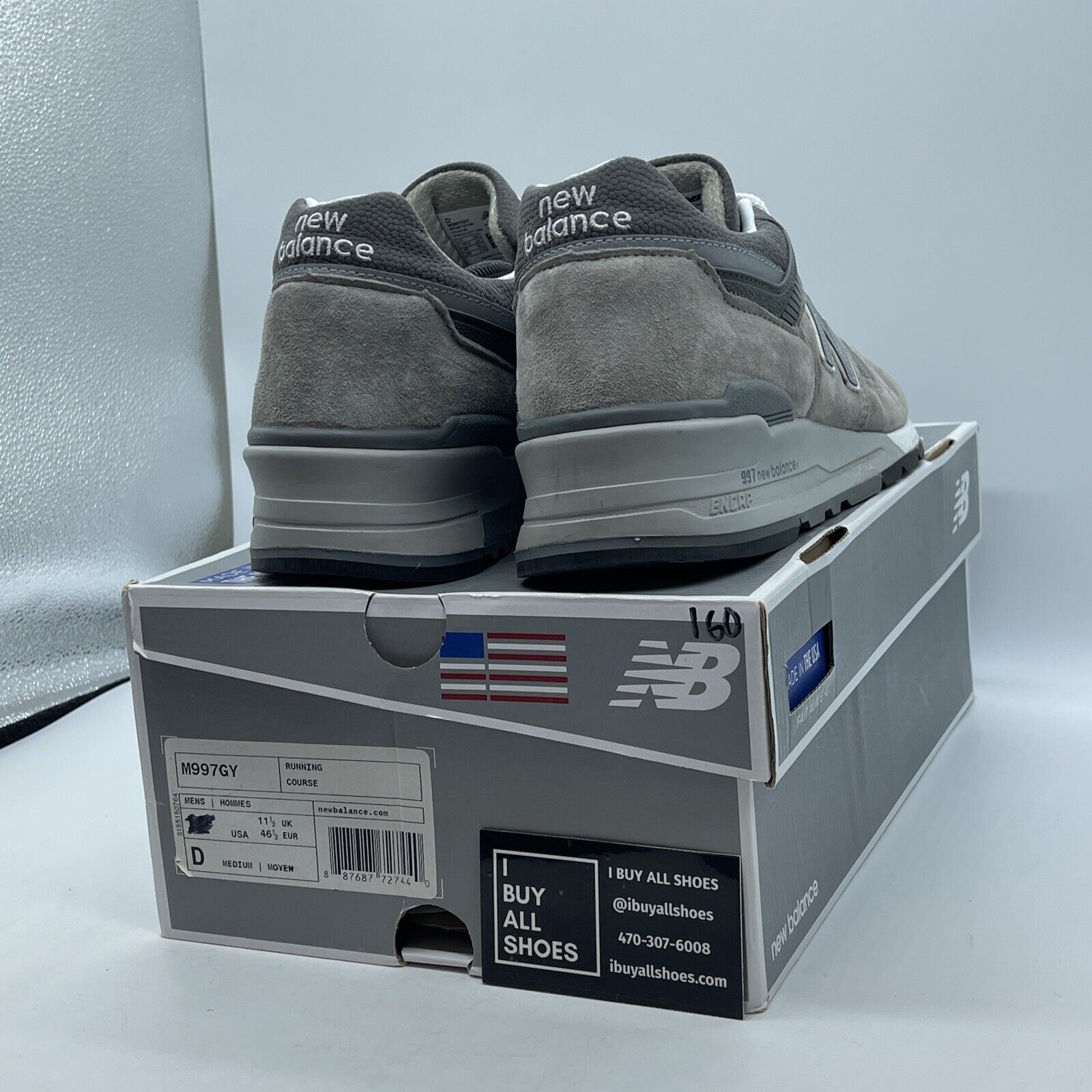 Size 11 - New Balance 997 Made In USA Grey White Suede Leather (M997GY)