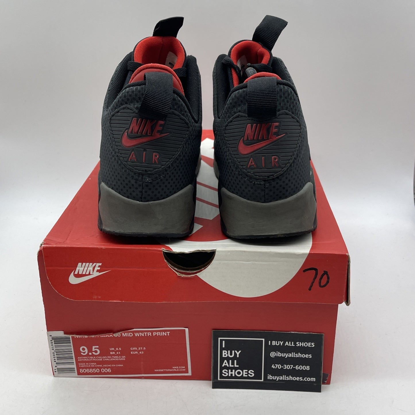 Size 9.5 - Nike Air Max 90 Winter Mid Anthracite (806850-006)