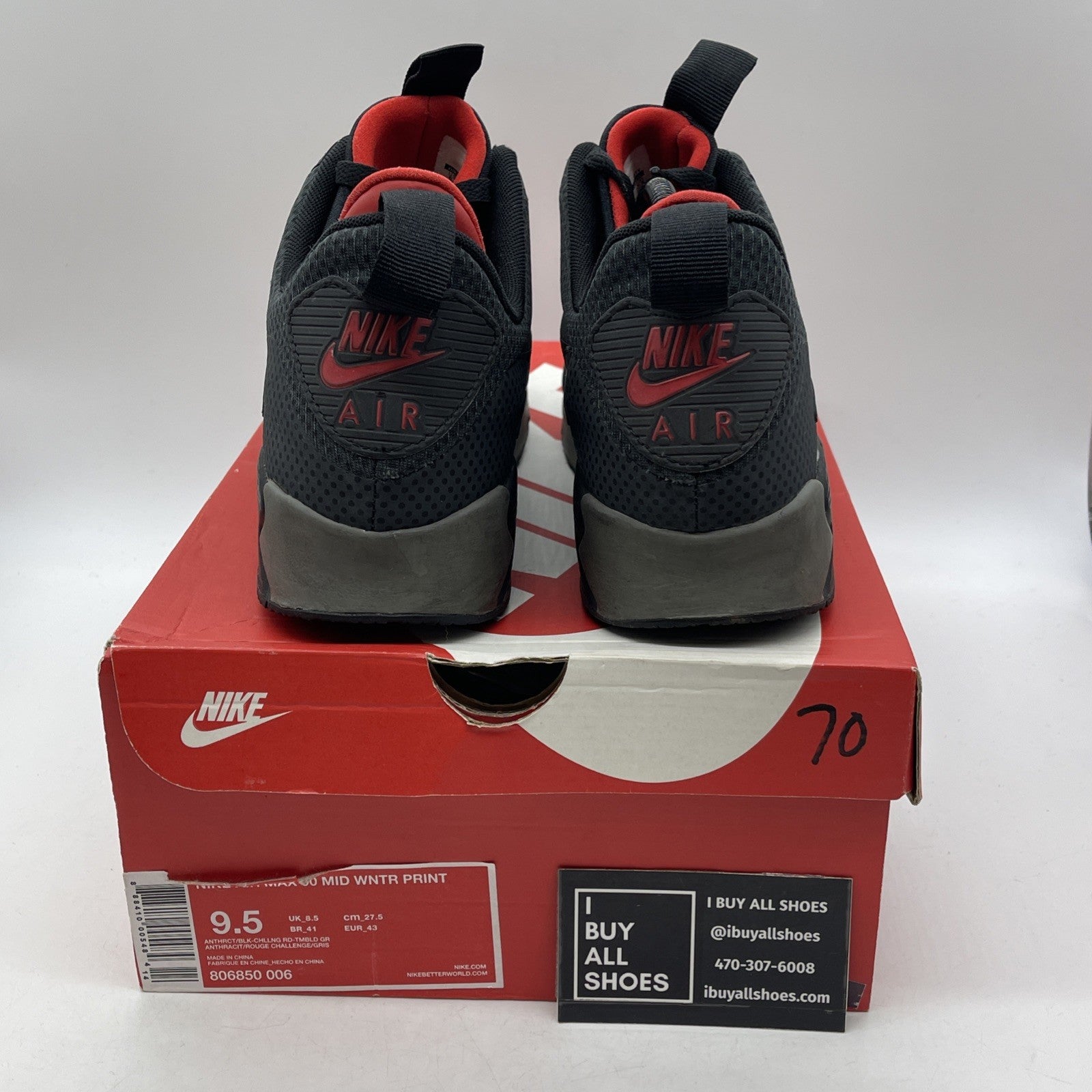 Size 9.5 - Nike Air Max 90 Winter Mid Anthracite (806850-006)