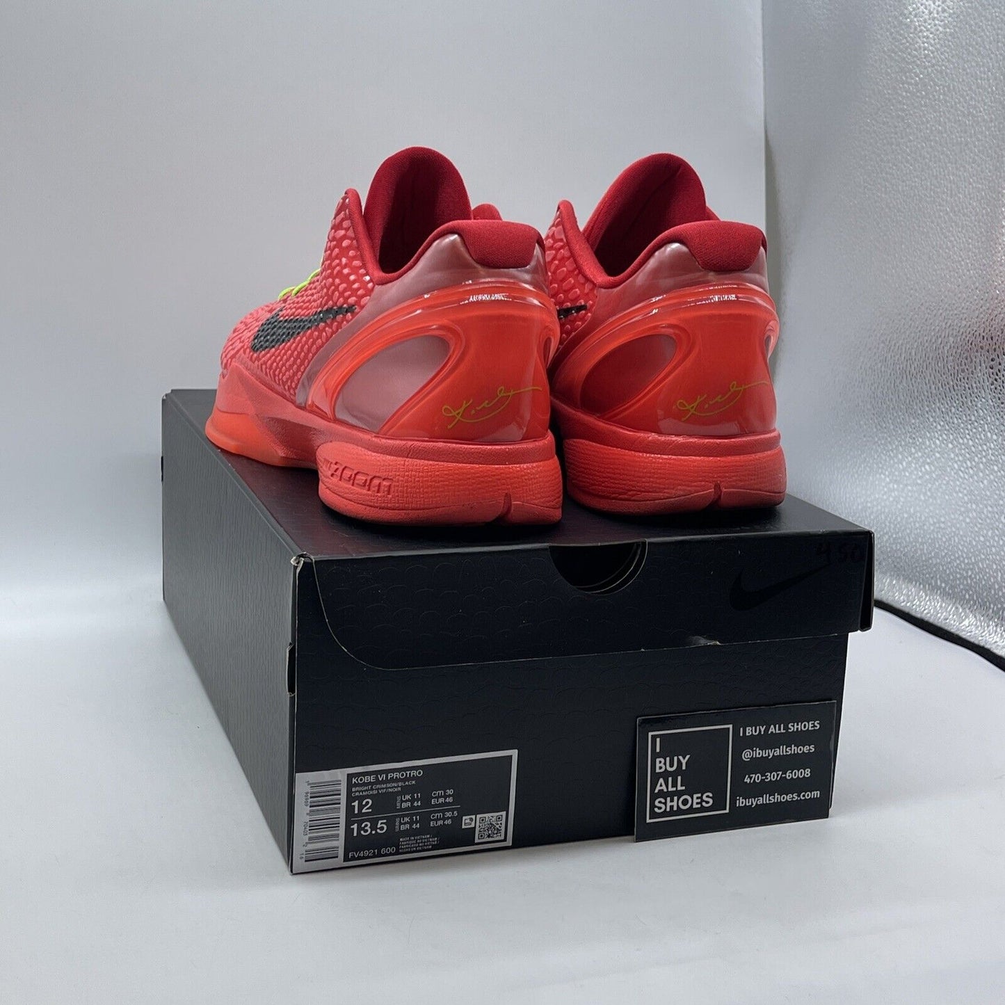 Size 12 - Nike Kobe 6 Protro Low Reverse Grinch Black Red Leather (FV4921-600)