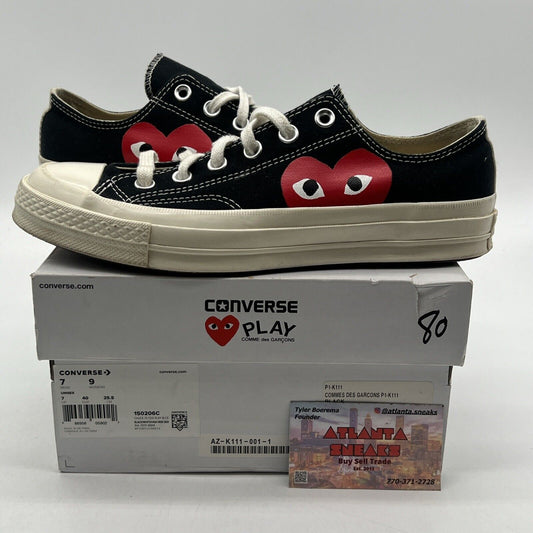 Size 7 - Converse Comme des Garçons Play x Chuck 70 2015 Low Black (150206C)