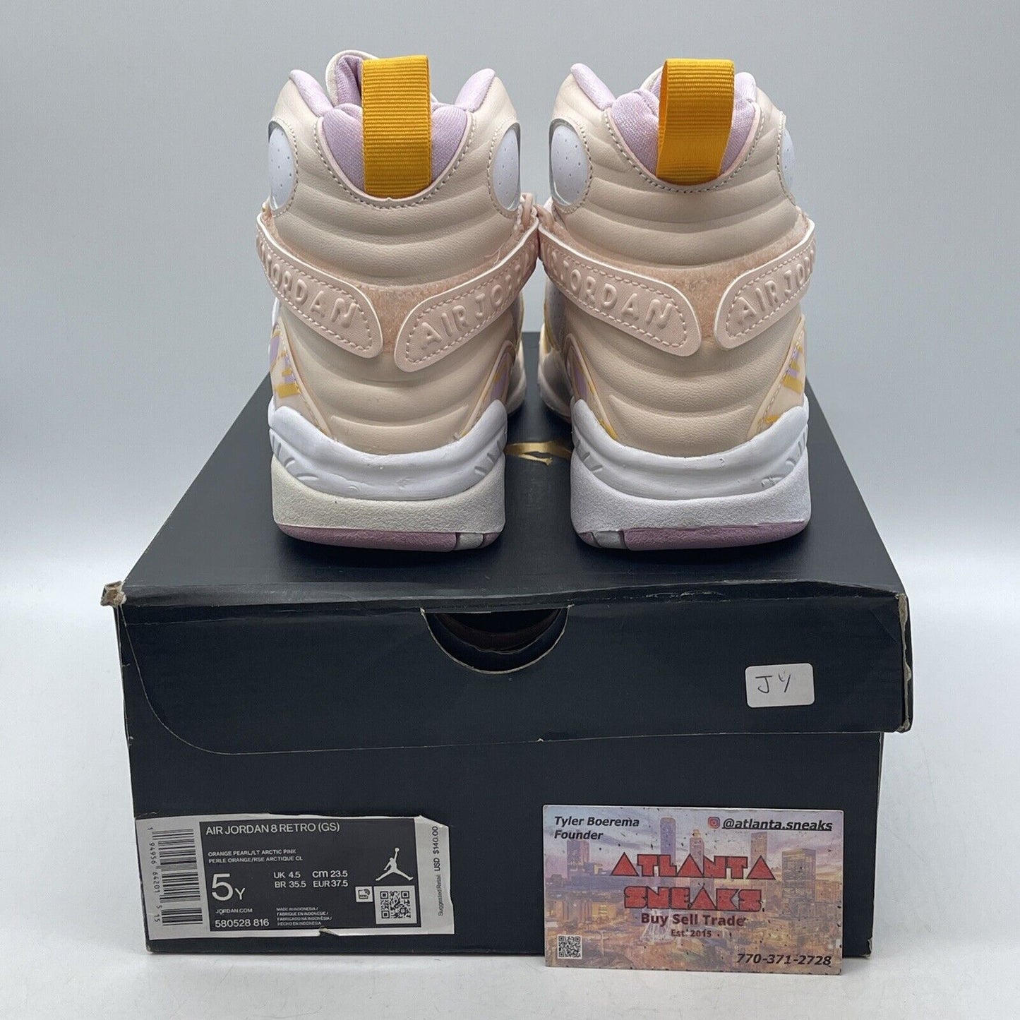 Size 5Y (GS) - Jordan 8 Retro High Light Arctic Pink Pink Yellow (580528-816)