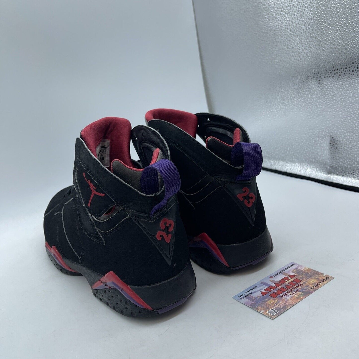 Size 10.5 - Air Jordan 7 Retro 2012 Raptor Black Red Purple (304775-018)