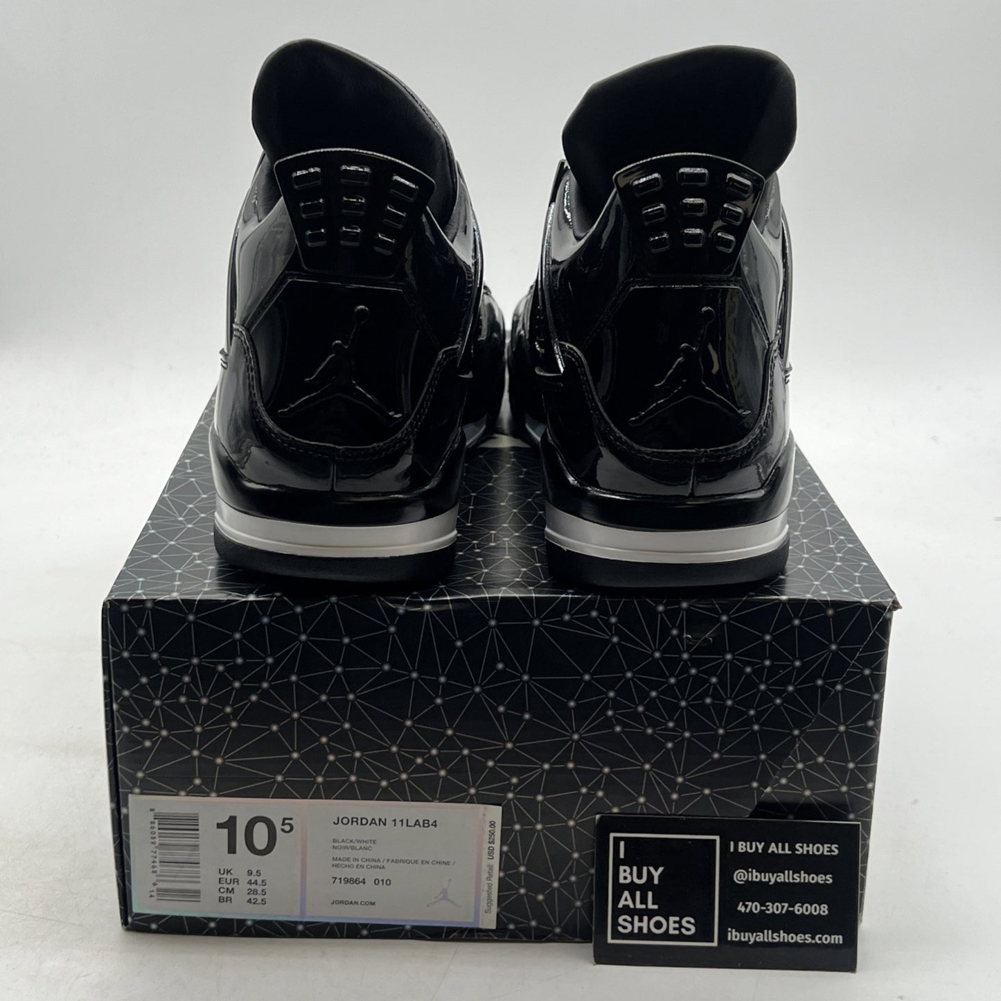 Size 10.5 - Air Jordan 4 Retro 11Lab4 - Black (719864-010)