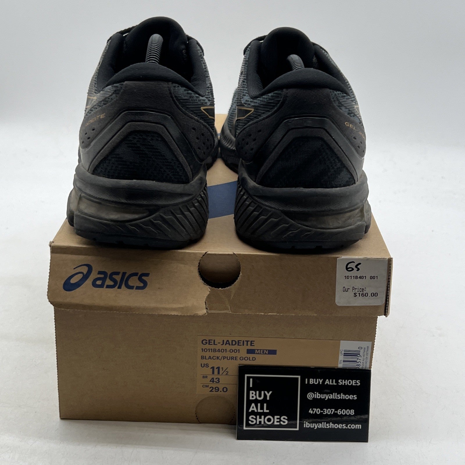 Size 11.5 - Asics Gel Jadeite Black Pure Gold (1011B401-001)