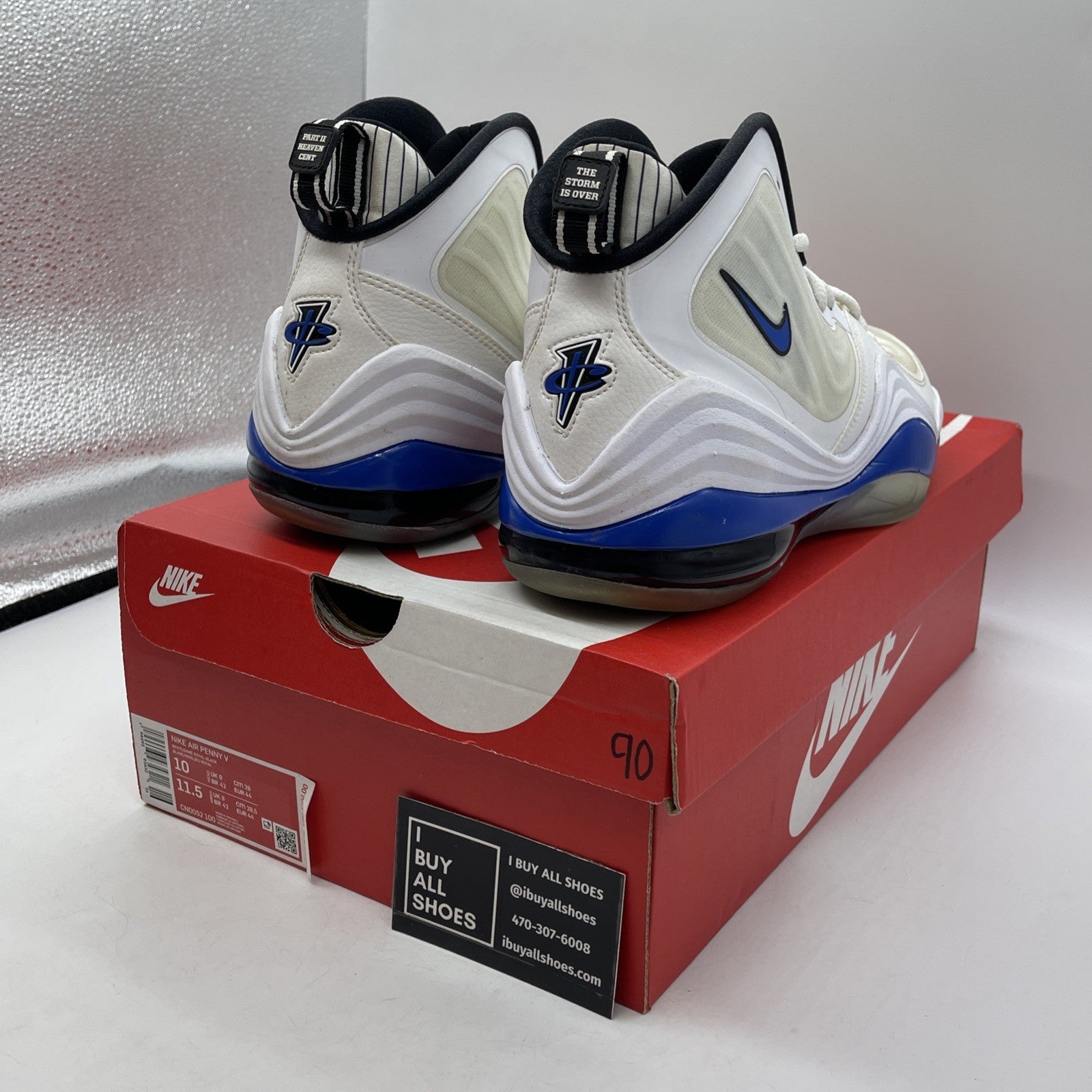 Size 10 - Nike Air Penny 5 Orlando Home White Blue Black Leather (CN0052-100)