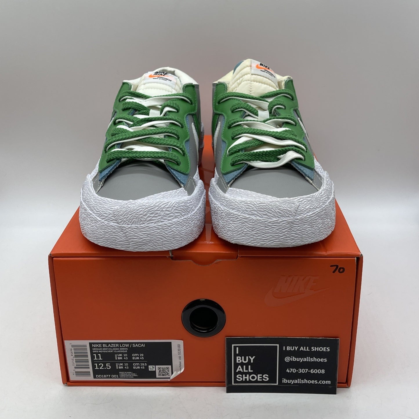 Size 11 - Nike sacai x Blazer Low Classic Green Grey White (DD1877-001)