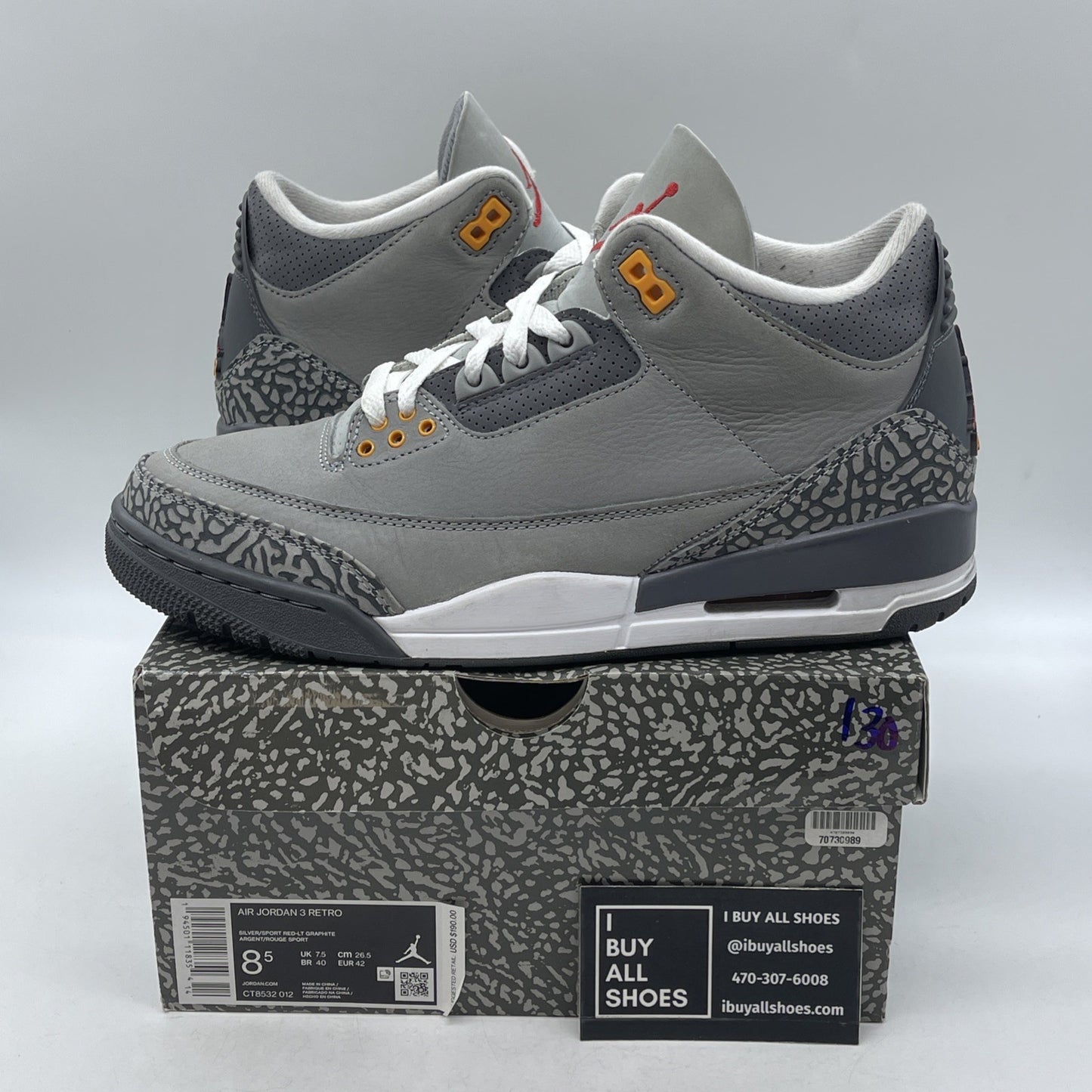 Size 8.5 - Air Jordan 3 Retro Mid Cool Grey (CT85532-012)