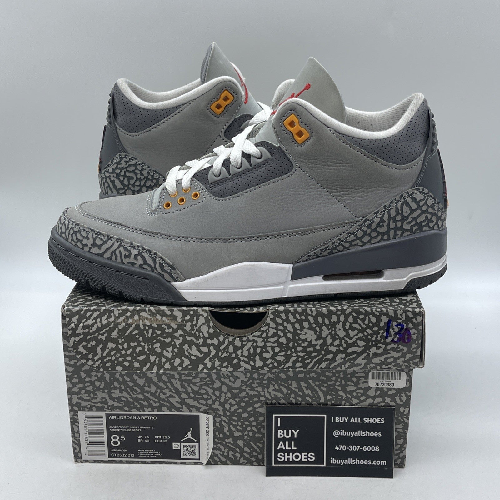 Size 8.5 - Air Jordan 3 Retro Mid Cool Grey (CT85532-012)