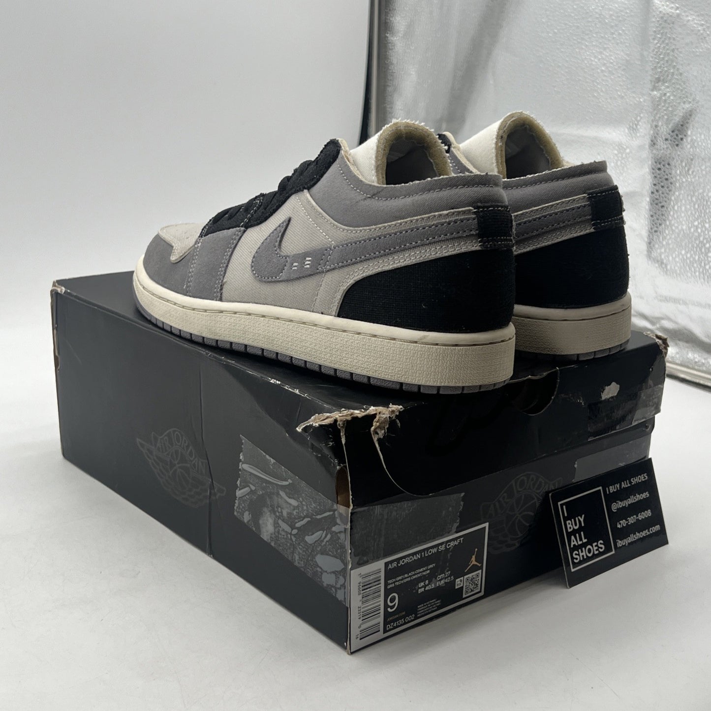Size 9 - Air Jordan 1 SE Craft Low Inside Out - Cement Grey (DZ4135-002)