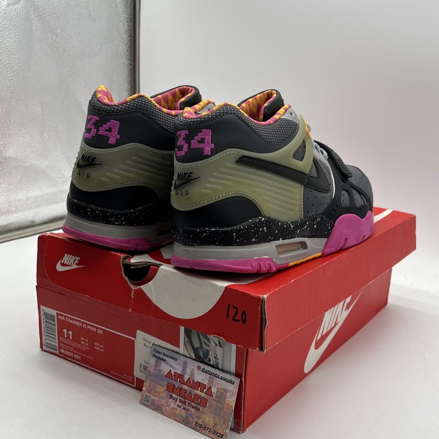 Size 11 - Nike Air Trainer 3 Prm Qs Bo Knows Horse Racing Grey Pink (682933-001)