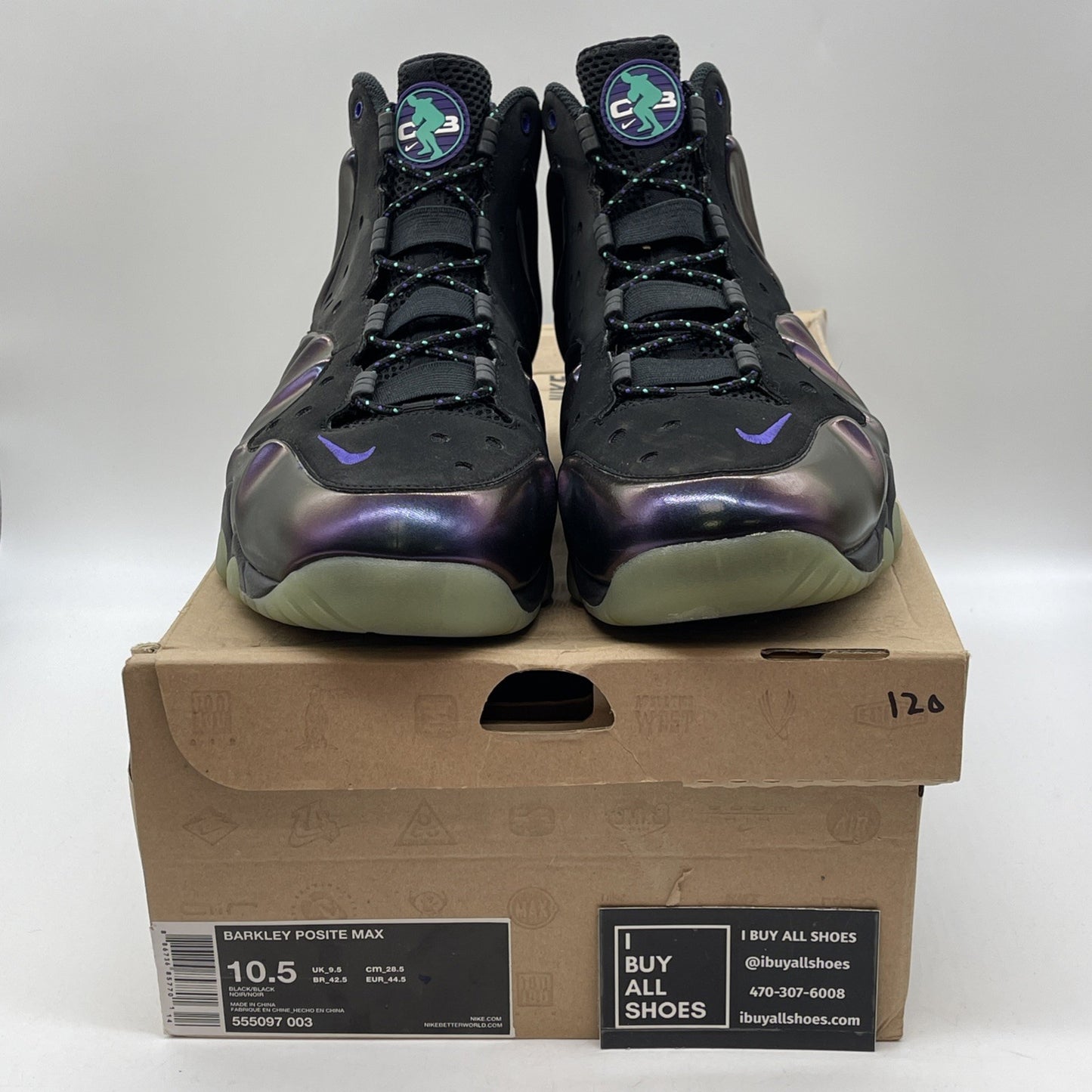 Size 10.5 - Nike Barkley Posite Max Eggplant Purple Black Suede (555097-003)