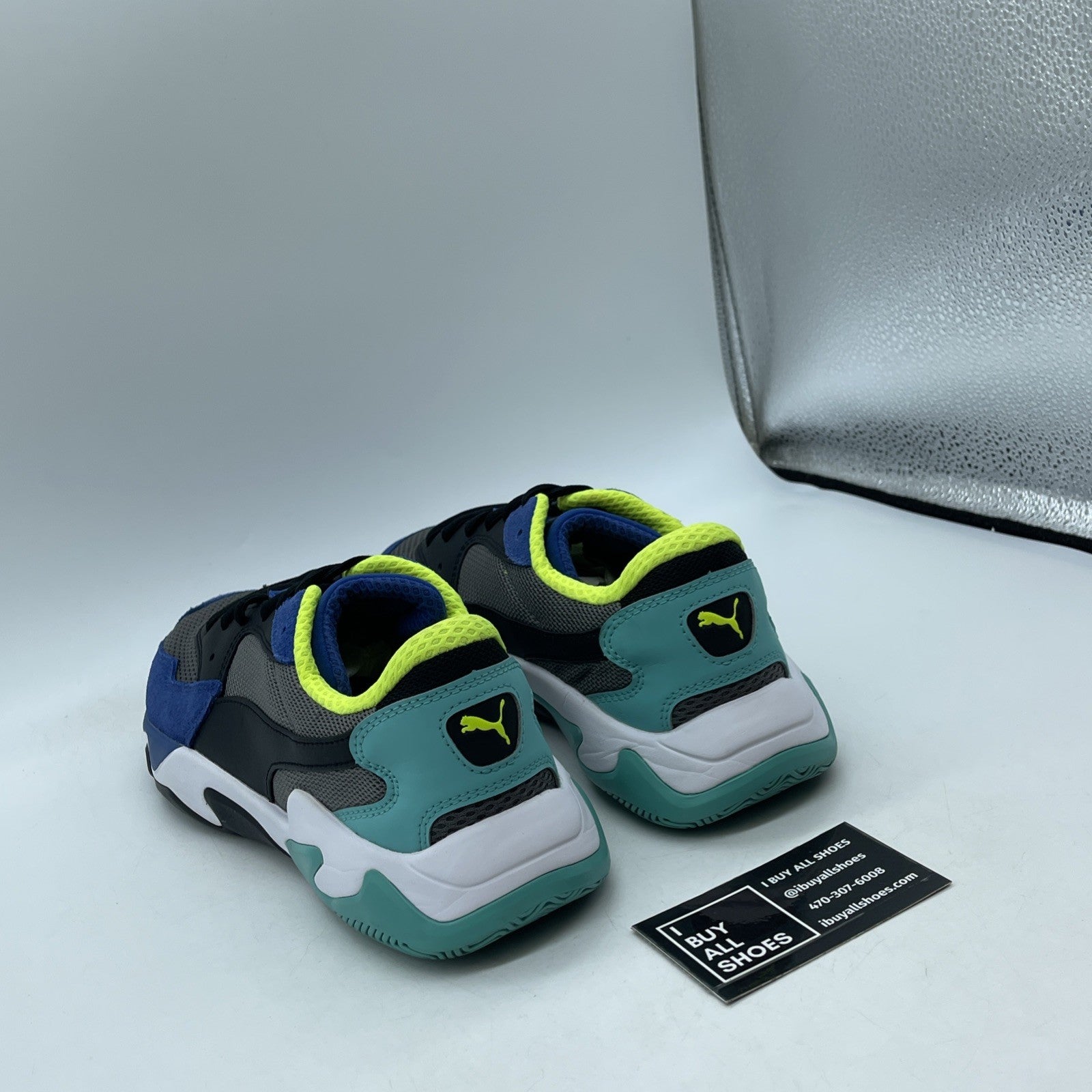 Size 9 - PUMA Storm Origin Blue Black Grey Blue Suede Leather (369770-01)