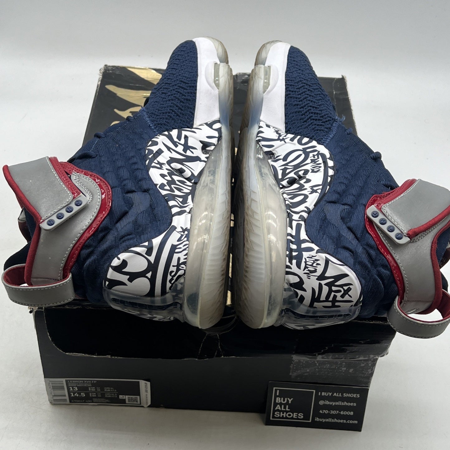Size 13 - Nike LeBron 17 LeBron 4 Cold Blue Graffiti (CT6047-400)