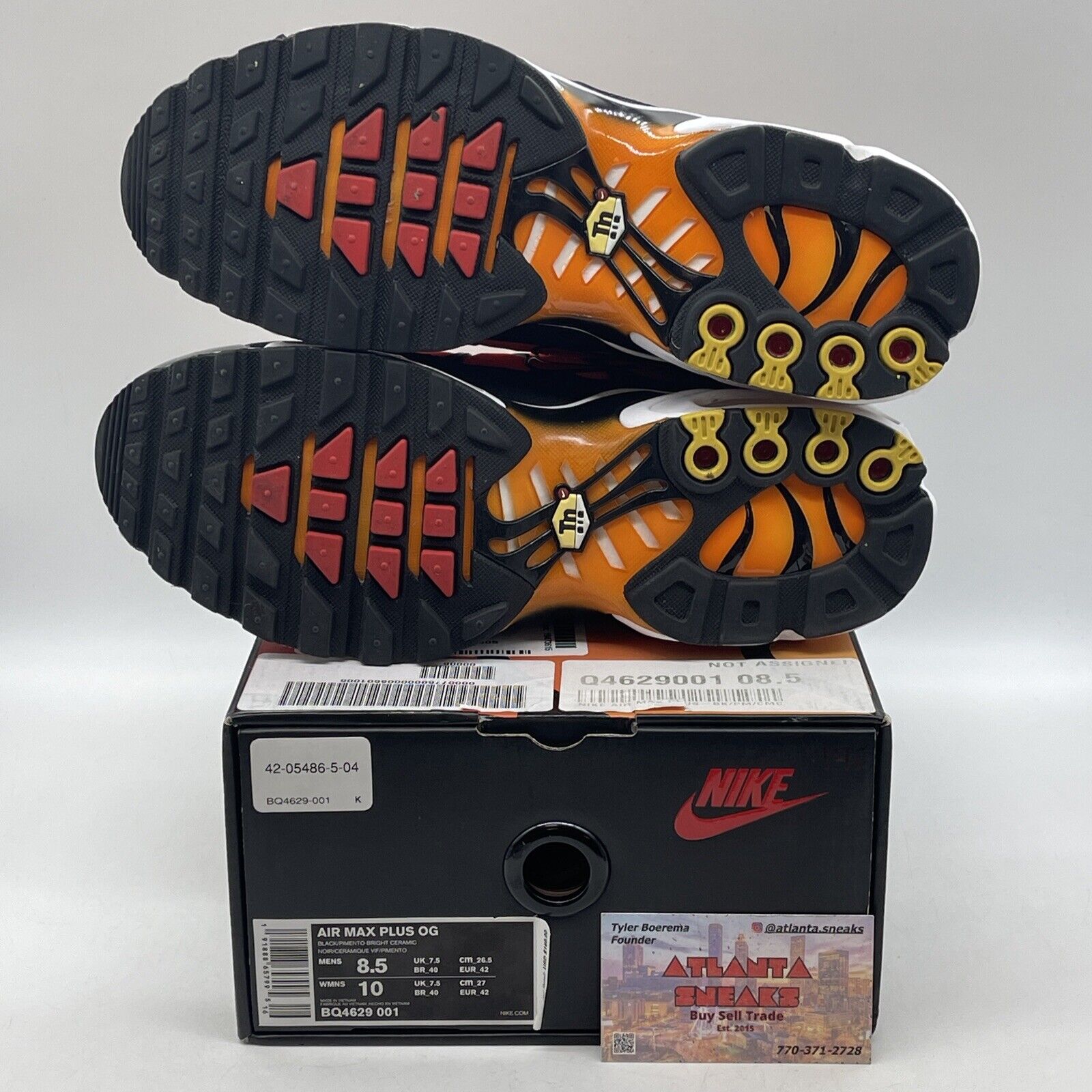 Size 8.5 - Nike Air Max Plus Sunset Orange Yellow Suede Black White (BQ4629-001)