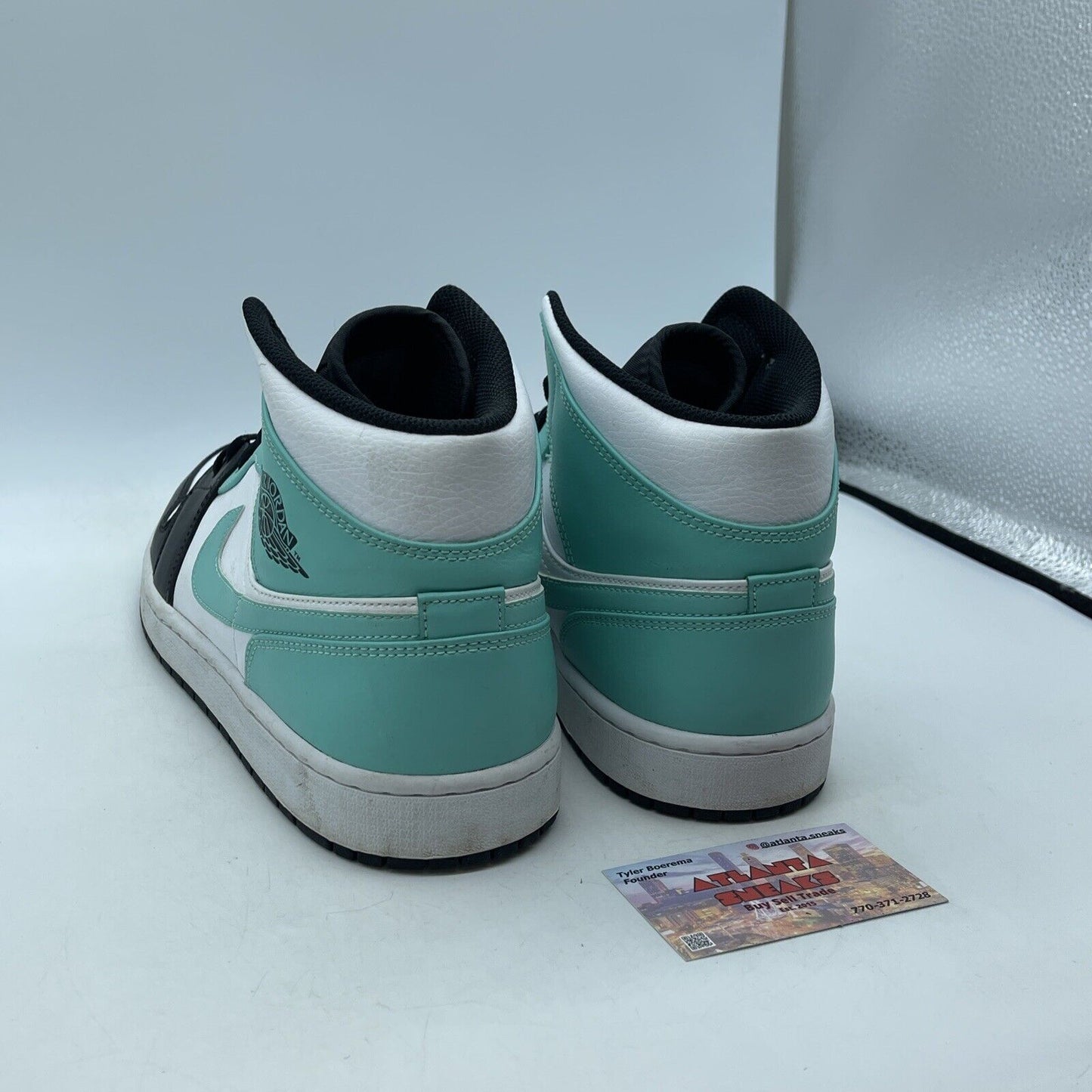 Size 13 - Air Jordan 1 Mid Tropical Twist Blue Black White Leather (554724-132)