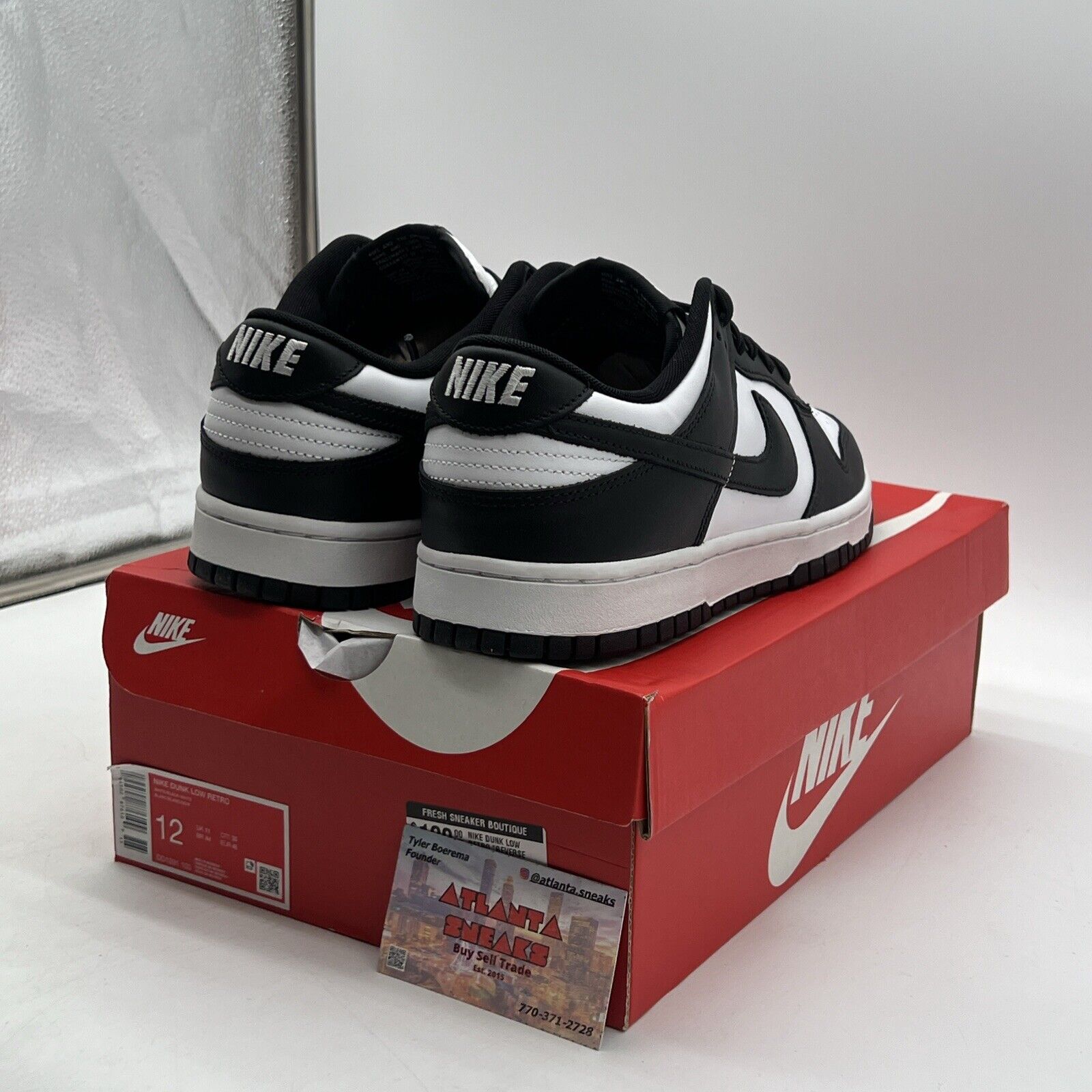 Size 12 - Nike Dunk Low Black White Leather (DD1391-100)