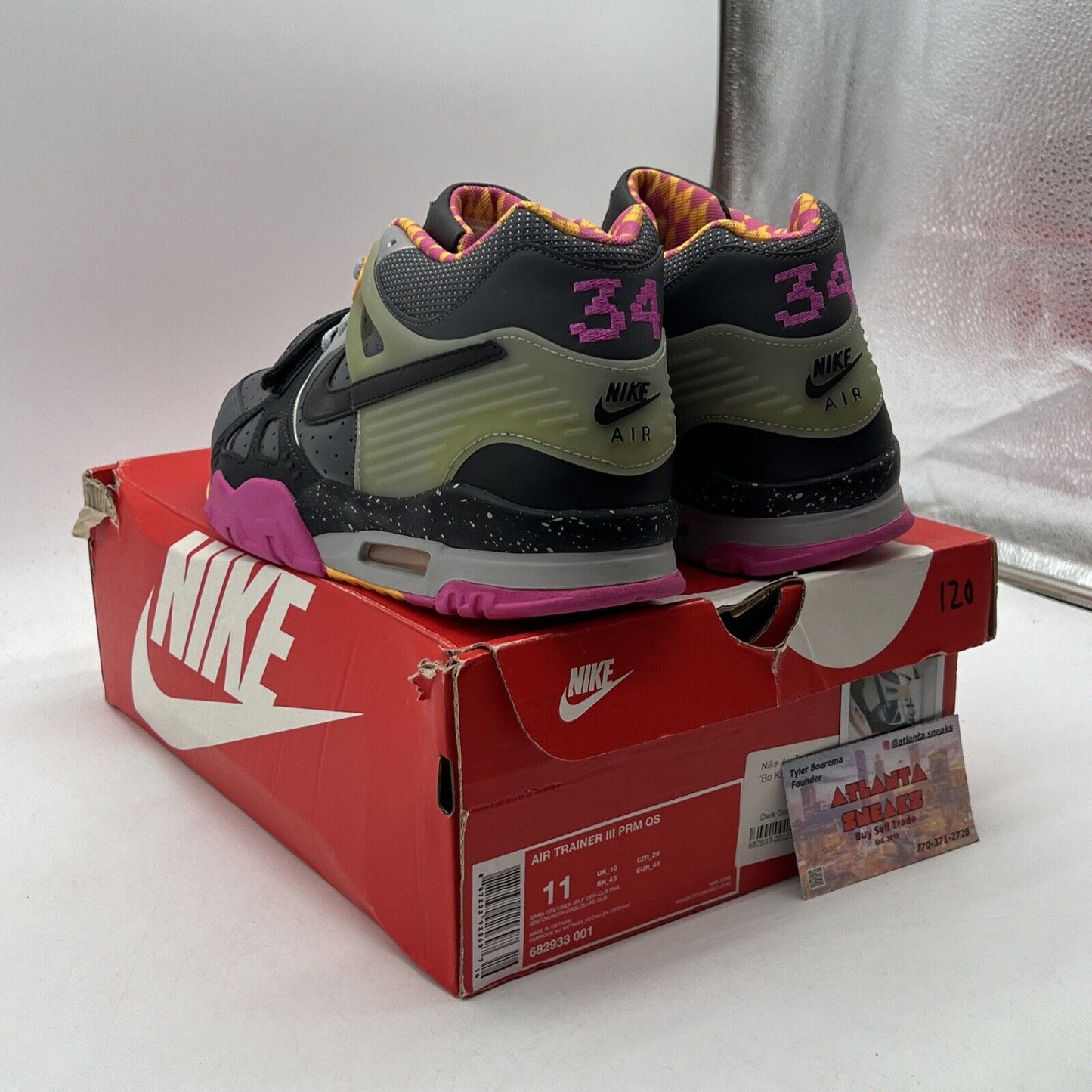 Size 11 - Nike Air Trainer 3 Prm Qs Bo Knows Horse Racing Grey Pink (682933-001)