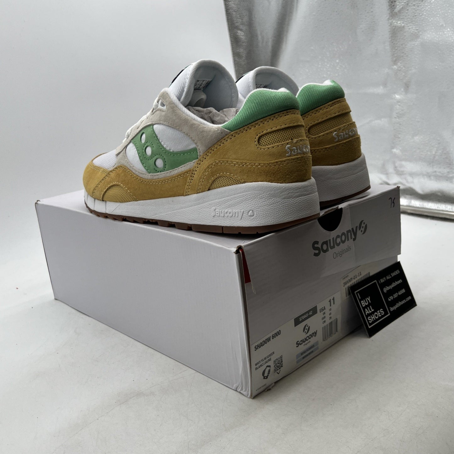 Size 11 - Saucony Shadow 6000 White Green Mustard (S70441-42)