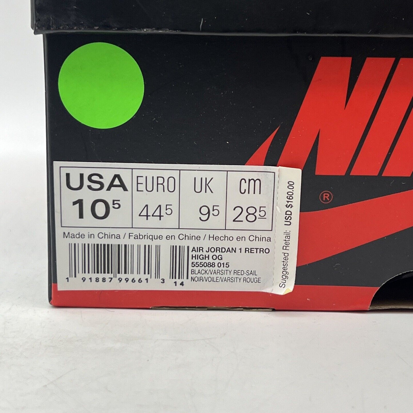 Size 10.5 - Air Jordan 1 Retro OG High A Star Is Born Black Red Green 555088-015