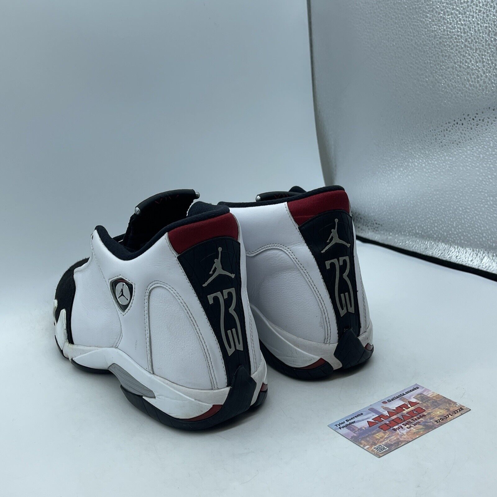 Size 11 - Air Jordan 14 Retro 2014 Black Toe White Red Leather (487471-102)