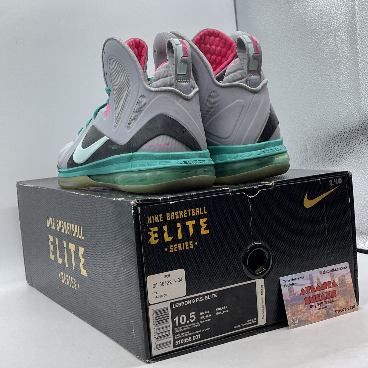 Size 10.5 - Nike LeBron 9 P.S. Elite South Beach Suede Leather (516958-001)