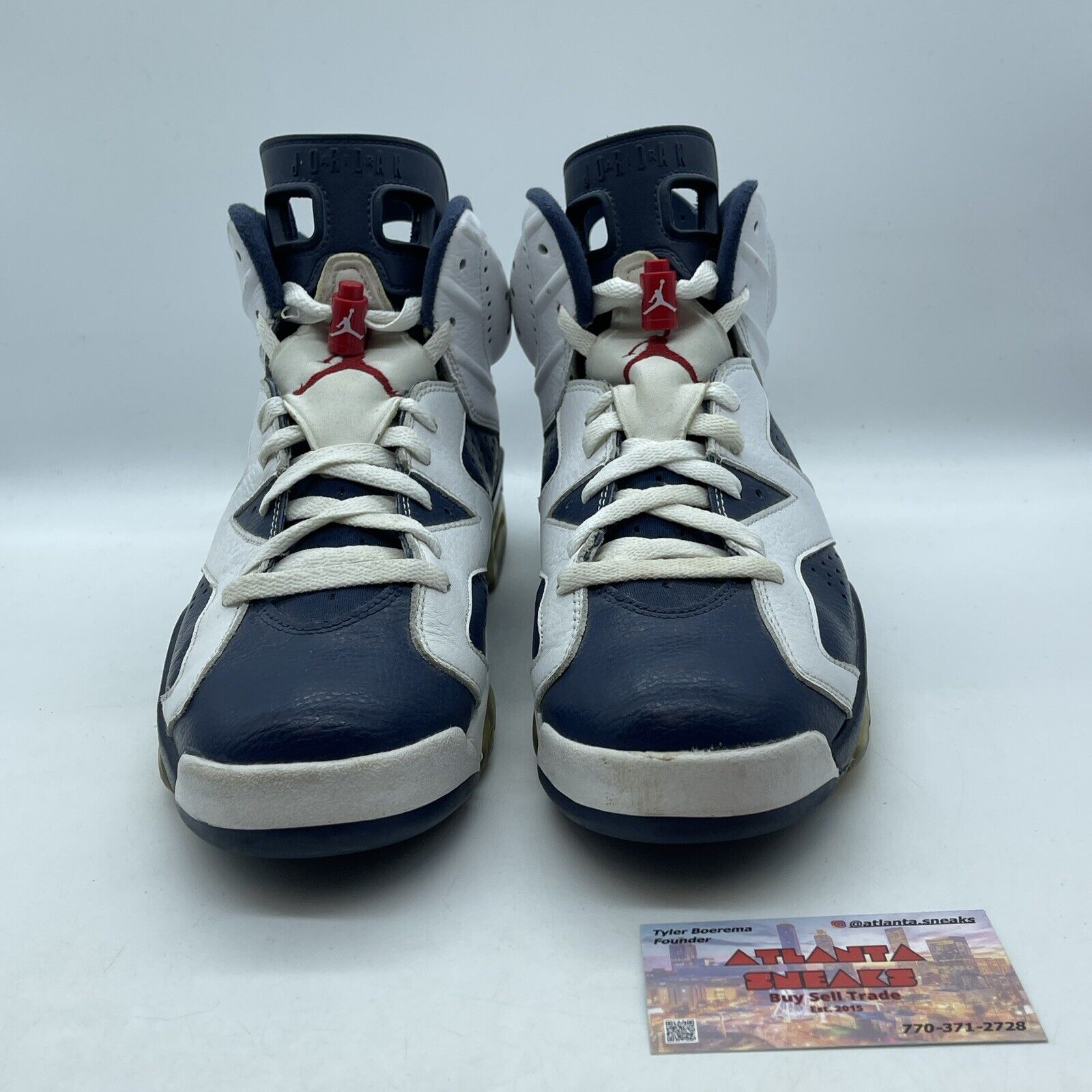 Size 9.5 - Air Jordan 6 Retro 2012 Olympic White Red Navy (384664-130)