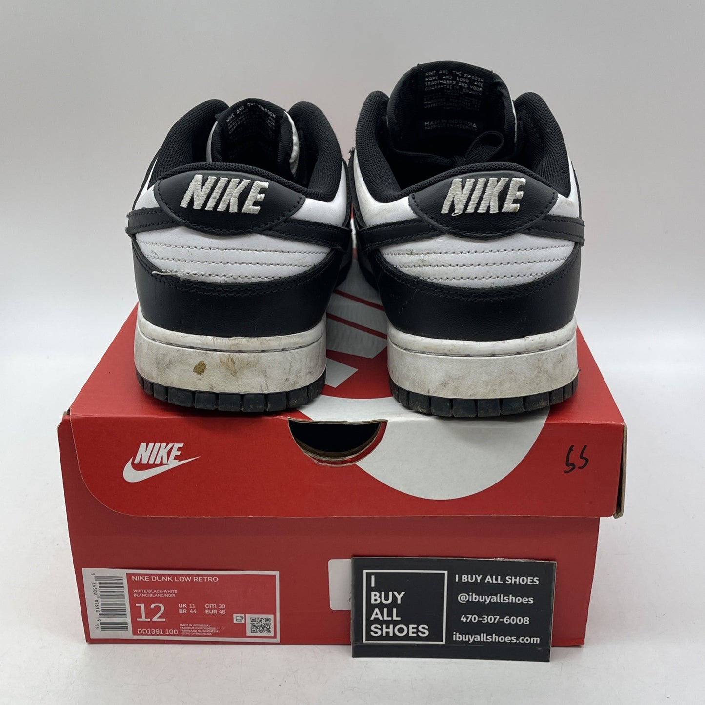 Size 12 - Nike Dunk Low Black White (DD1391-100)
