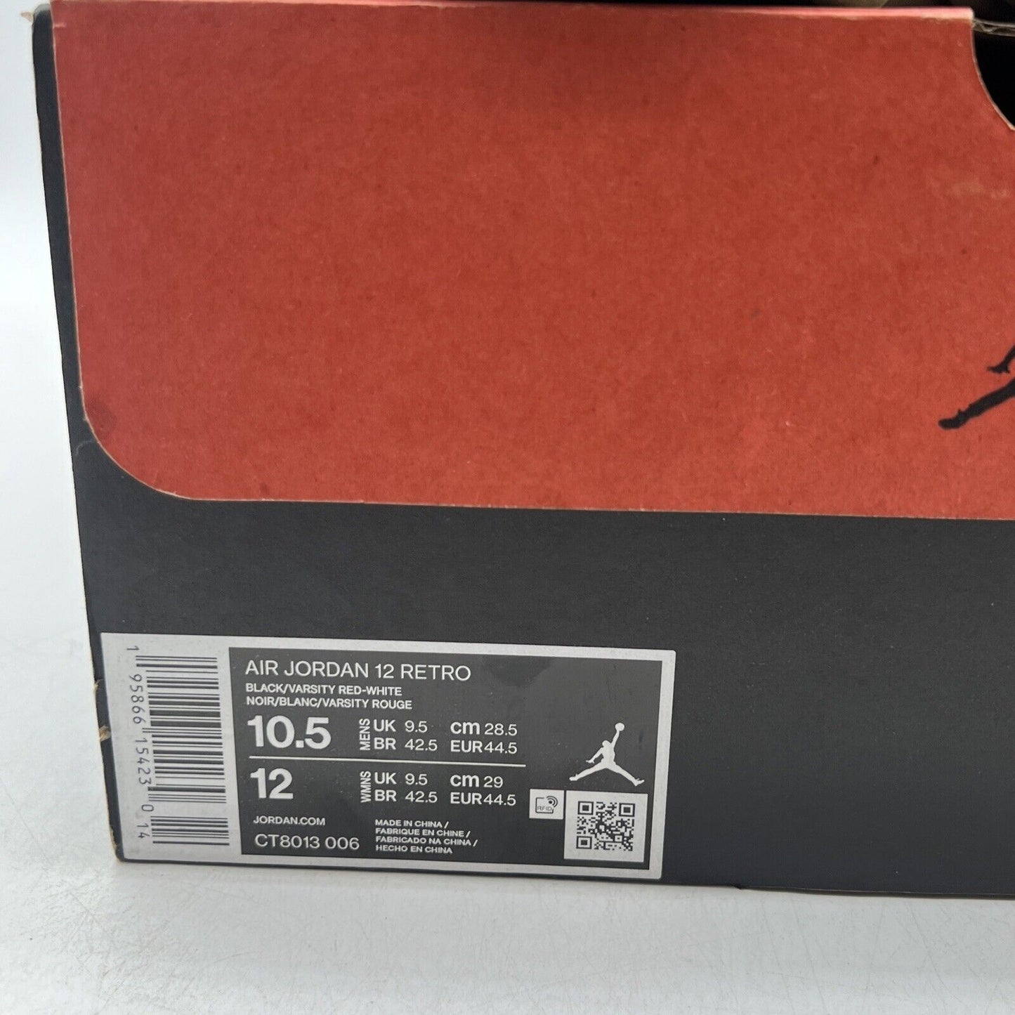 Size 10.5 - Jordan 12 Retro Mid Playoff Black White Leather Red (CT8013-006)