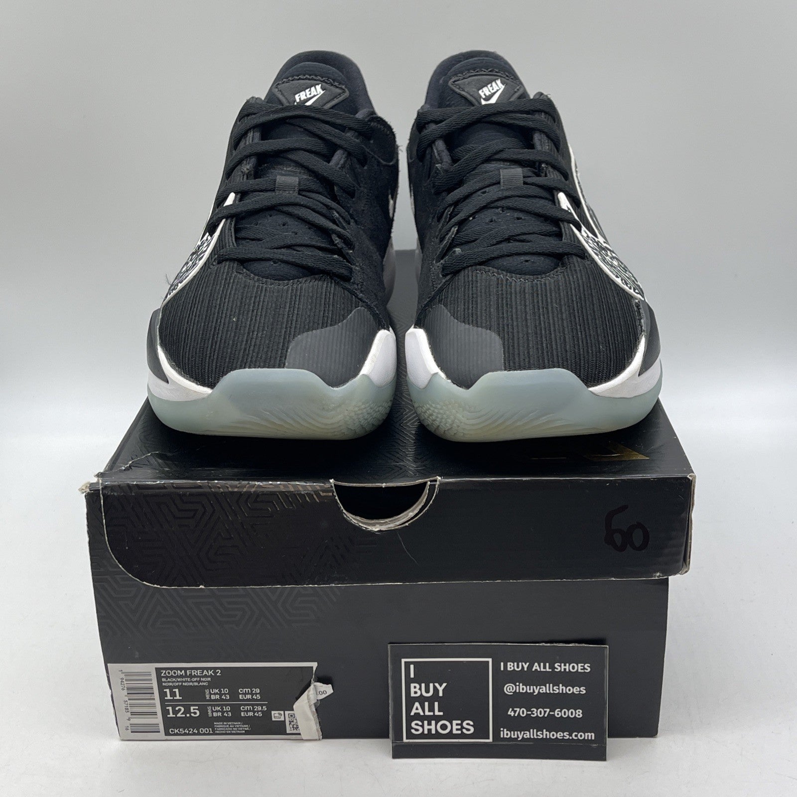 Size 11 - Nike Zoom Freak 2 Black White Suede Leather (CK5424-001)