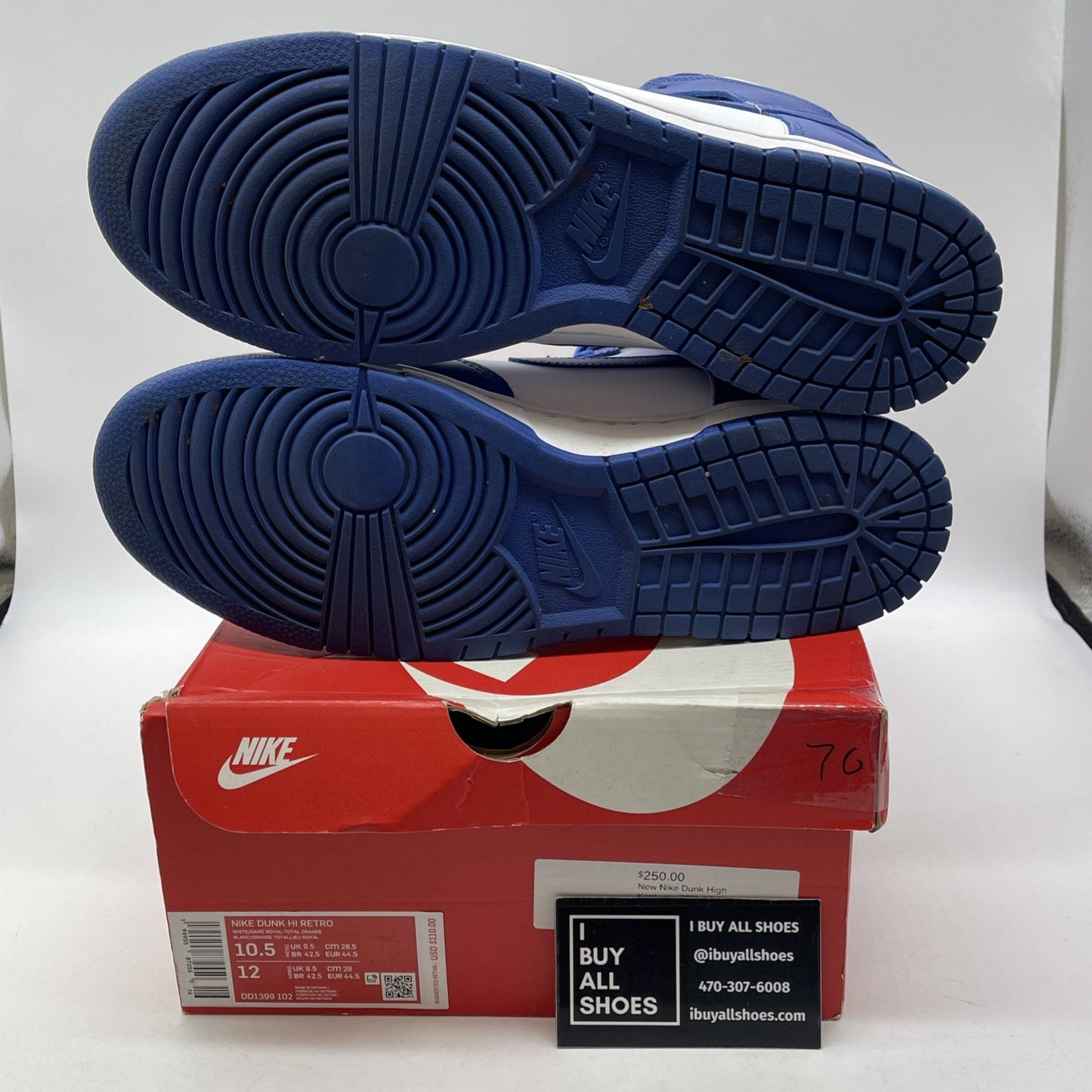 Size 10.5 - Nike Dunk 2021 High Kentucky Blue White Leather (DD1399-102)
