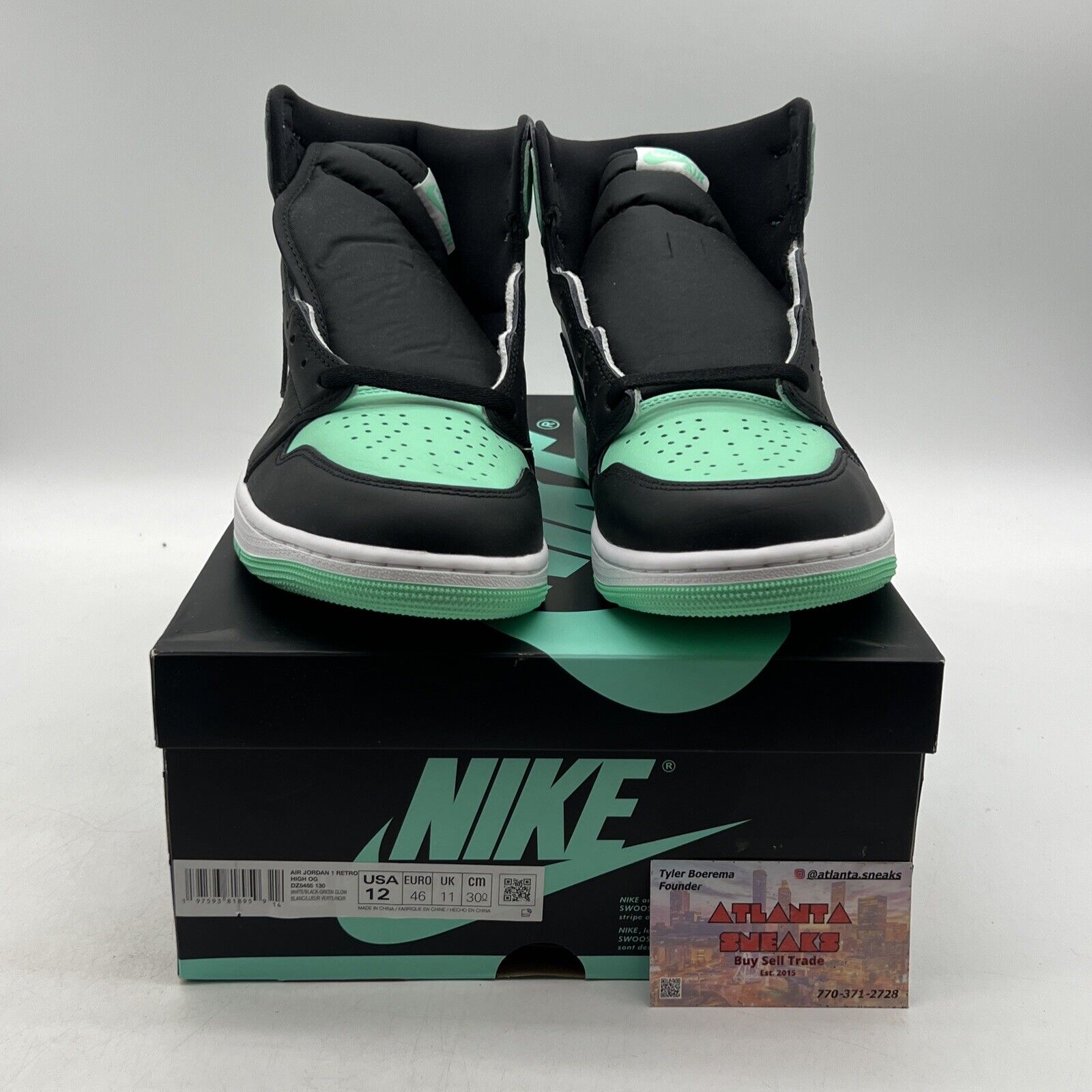 Size 12 - Air Jordan 1 Retro OG High Green Glow White Black Leather.(DZ5495-130)