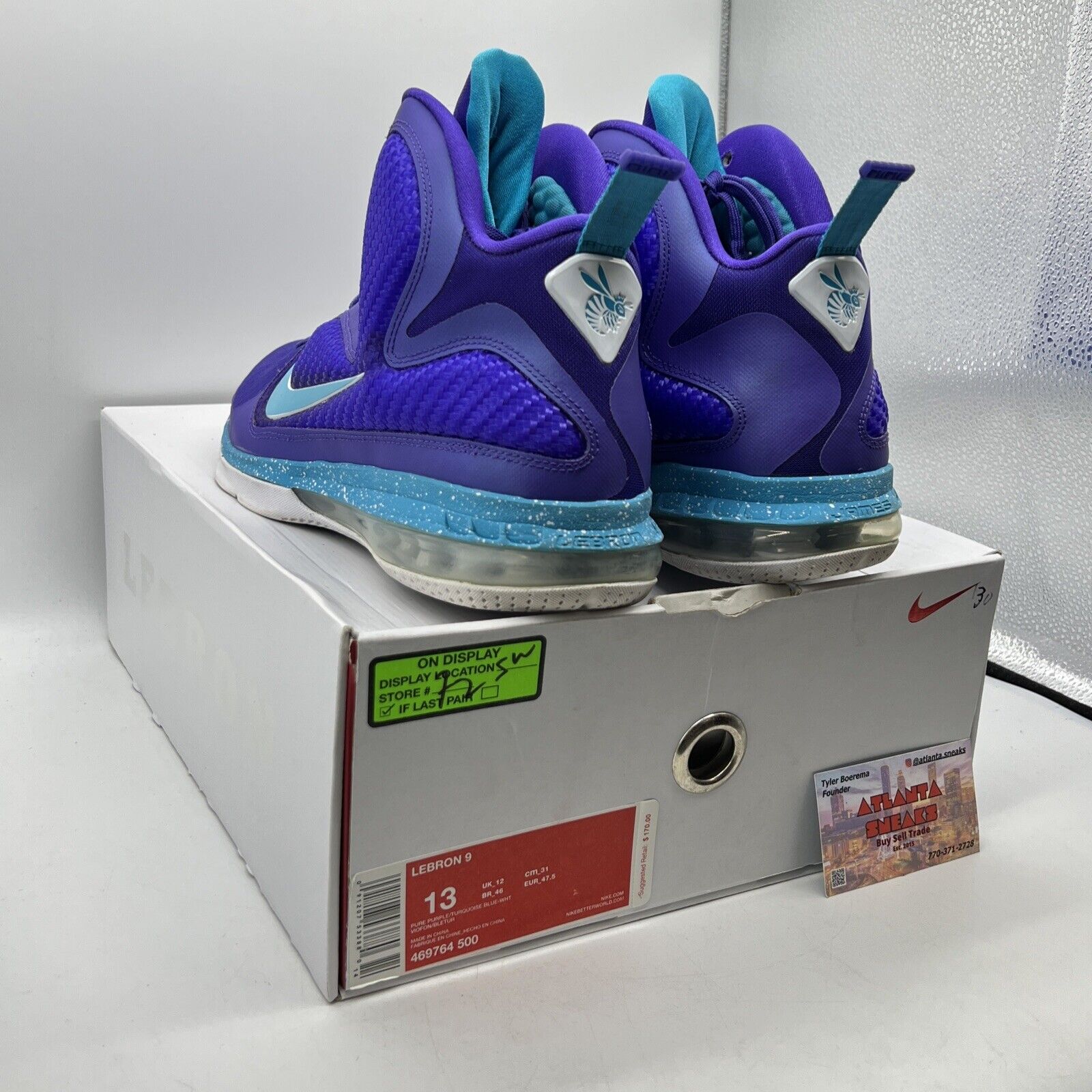 Size 13 - Nike LeBron 9 Summit Lake Hornets Purple (469764-500)