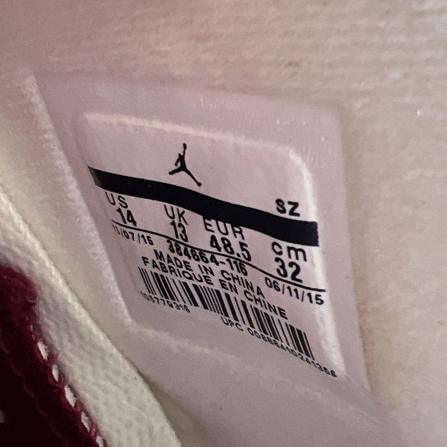 Size 14 - Air Jordan 6 Retro 2015 Maroon (384664-116)