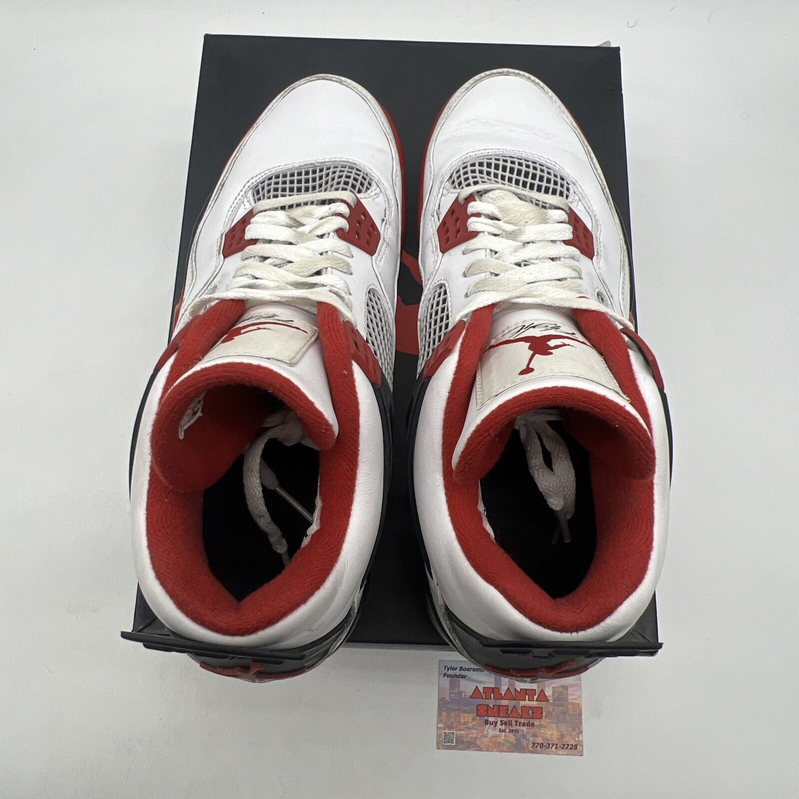 Size 9.5 - Jordan 4 Retro Fire Red 2012 White Red Black (308497-110)