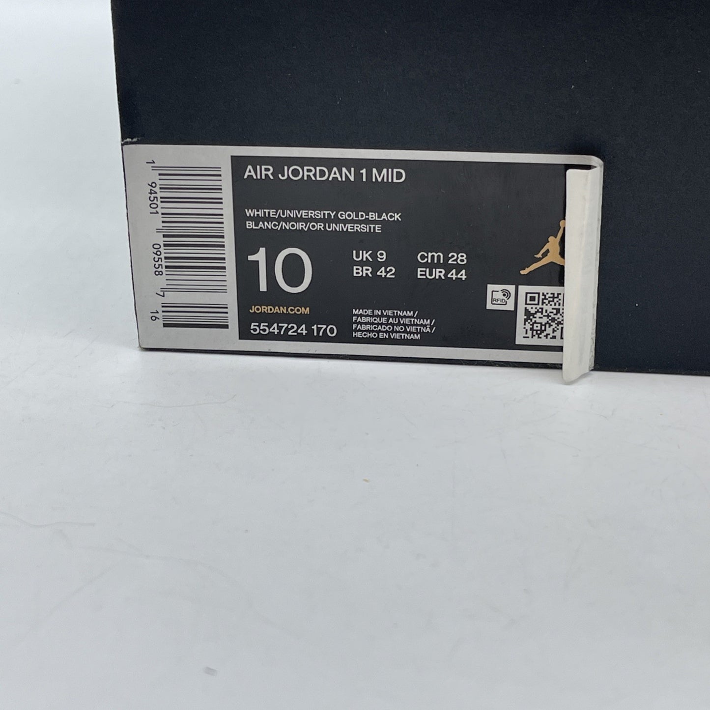 Size 10 - Air Jordan 1 Mid University Gold Yellow Black White (554724-170)