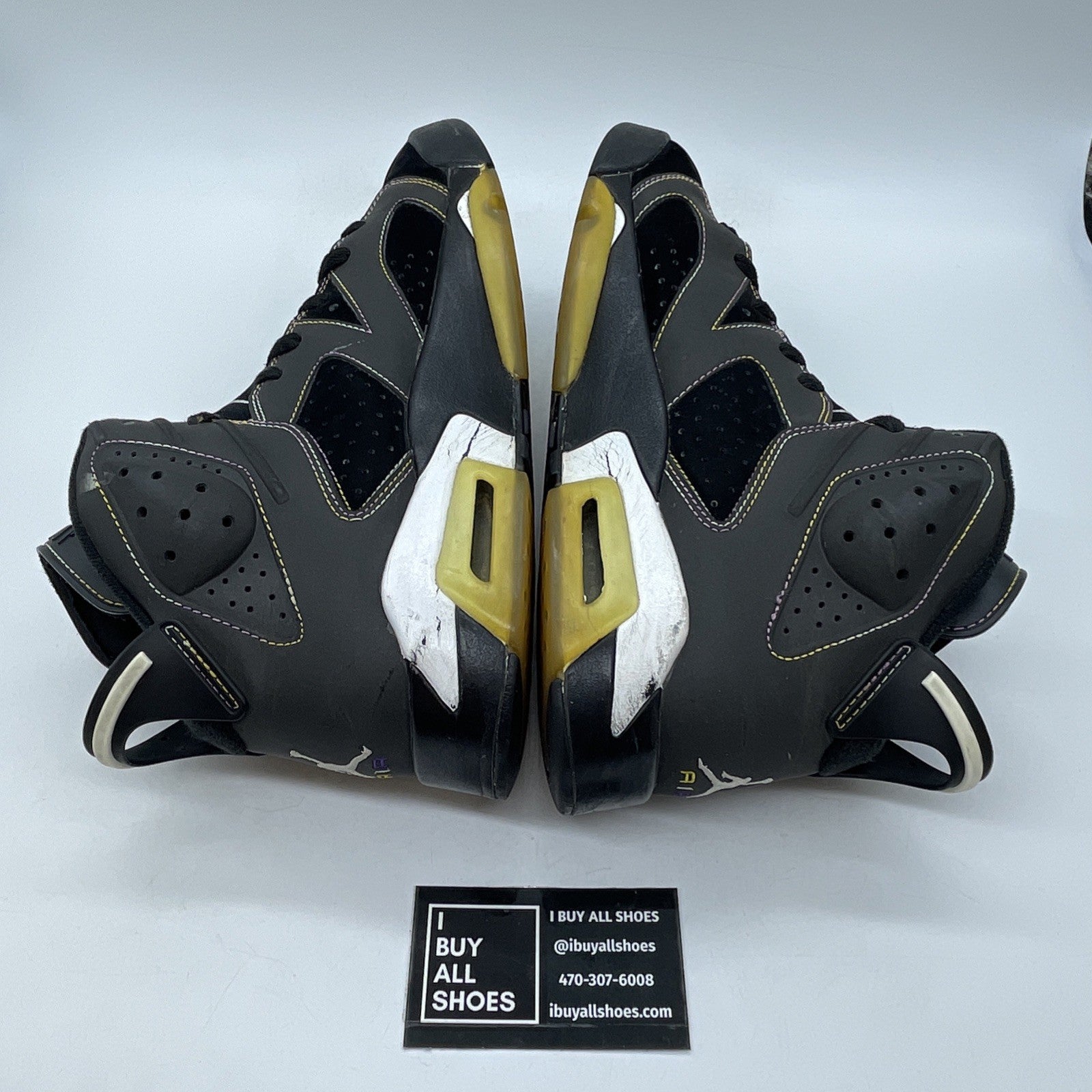 Size 9 - Air Jordan 6 Retro Lakers Black Grey Suede Leather (384664-002)