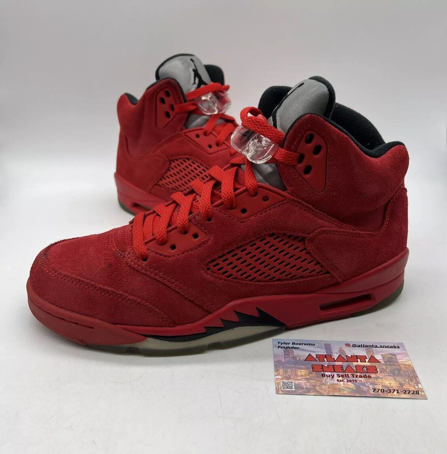 Size 8.5 - Air Jordan 5 Retro Red Suede Black Grey Suede (136027-602)