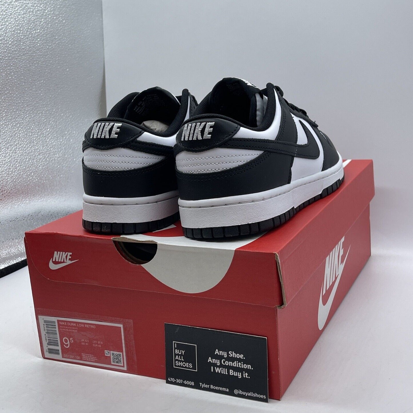 Size 9.5 - Nike Dunk Low Black White Suede Leather (DD1391-100)