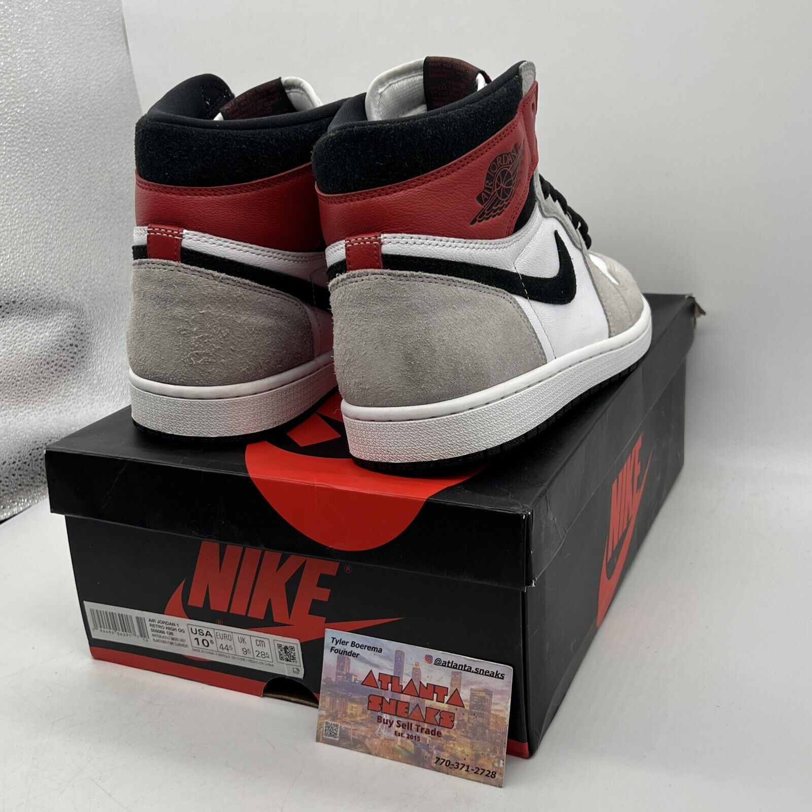 Size 10.5 - Jordan 1 Retro High OG Smoke Gray 2020 Black White Grey Red Leather